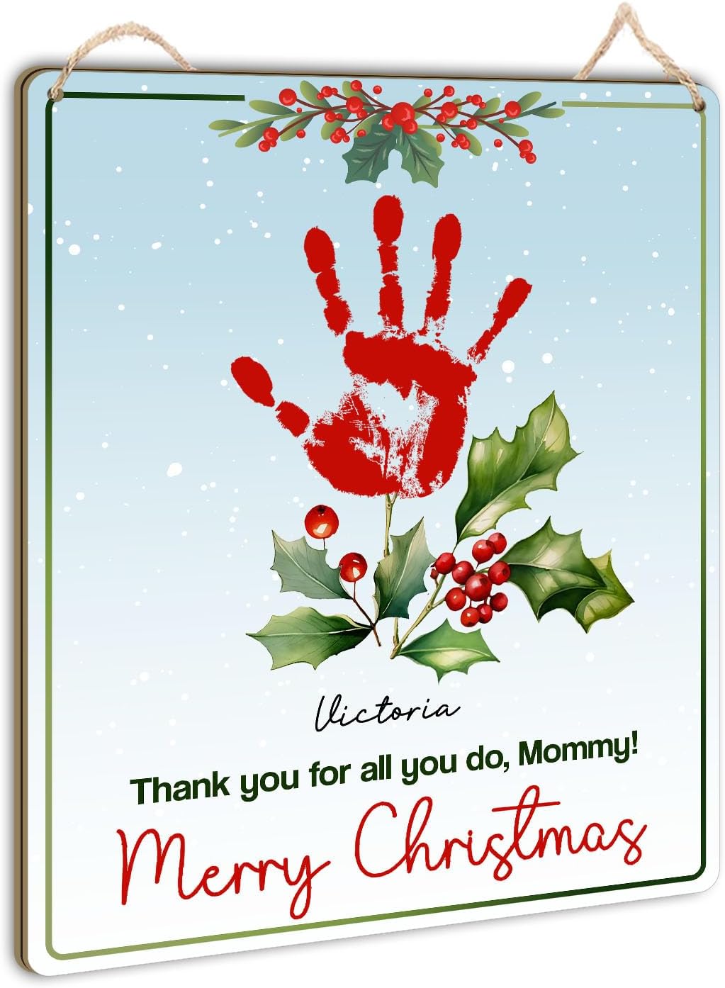 Personalized Mommy Christmas Handprint Wooden Sign