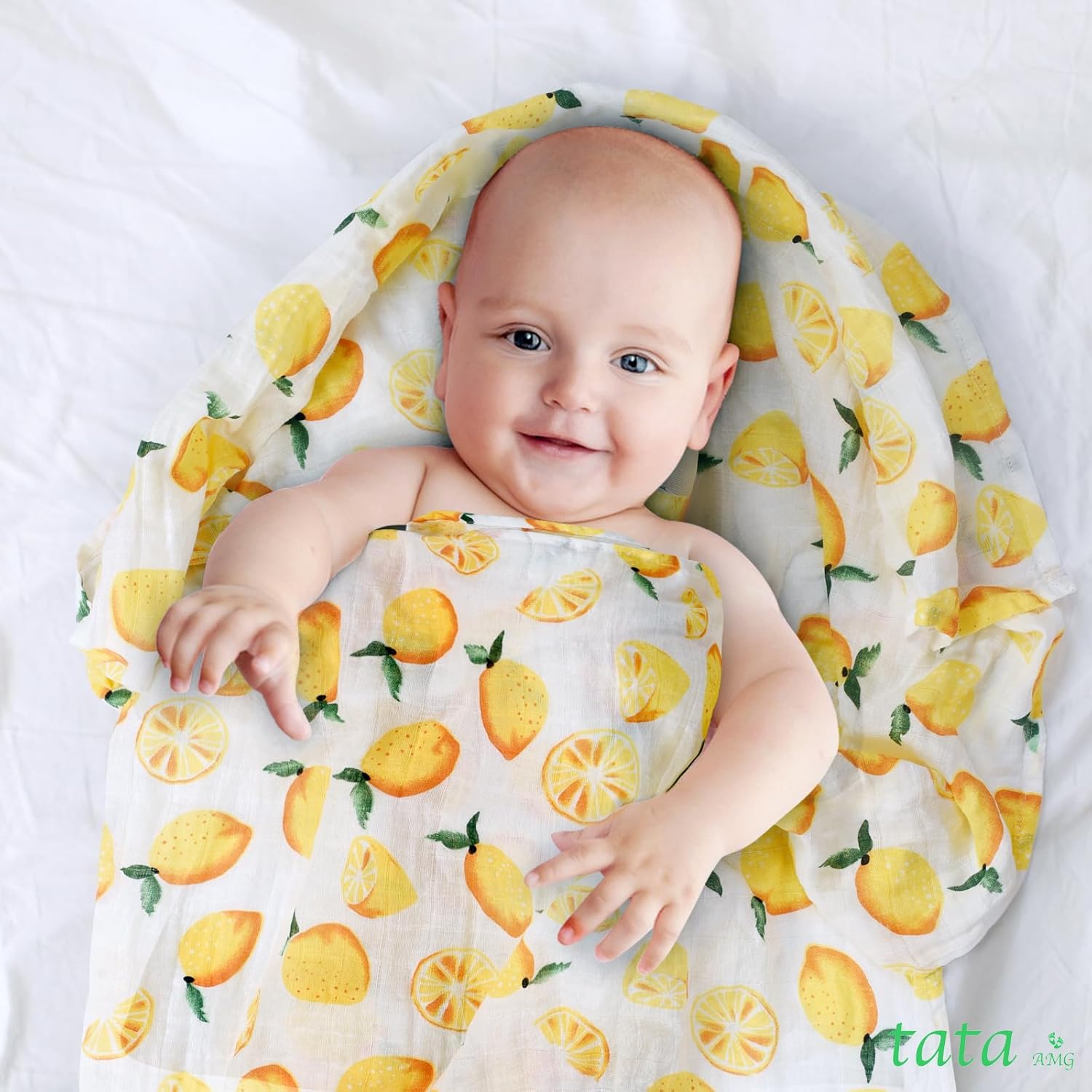 TATA AMG Organic Muslin Cotton Swaddle Blanket 47x47 Inches for Newborns