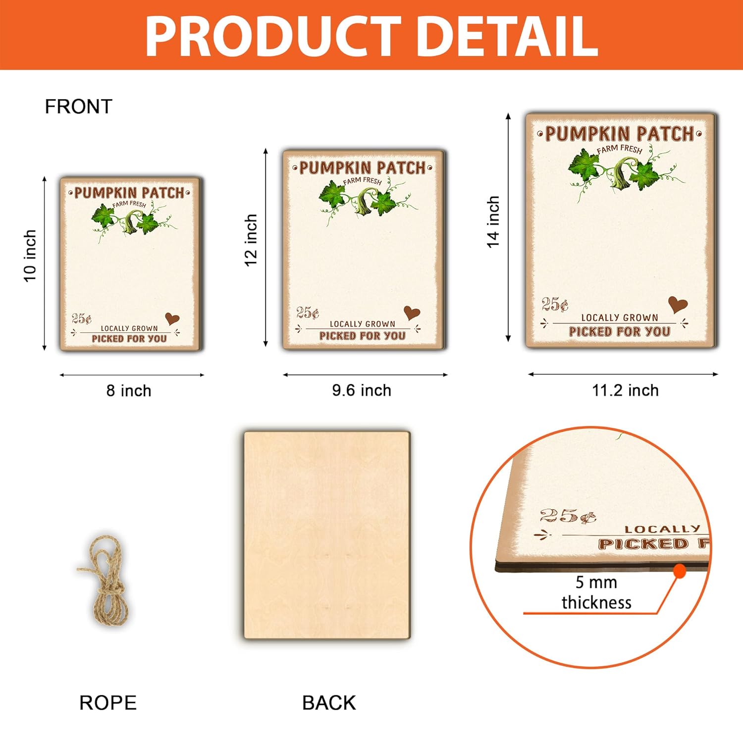 Custom DIY Baby Footprint Farm Sign Pumpkin Patch Wooden Hanging Sign