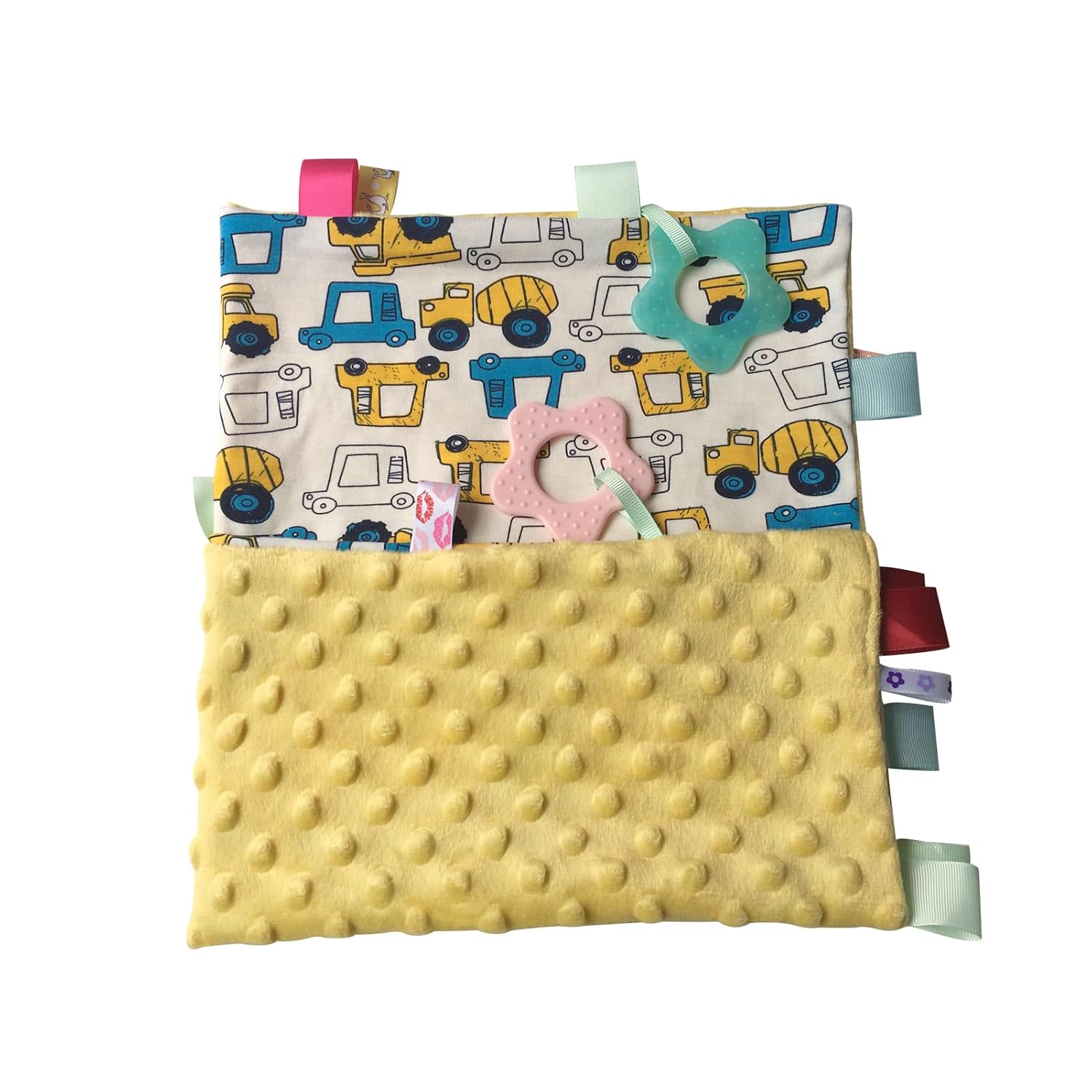 Upalupa Baby Security Blanket Yellow Car 21x18 Inch