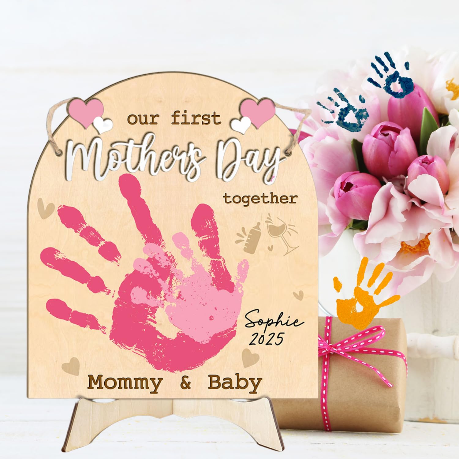 DIY Mommy Baby Handprint Sign - 2 Layer Wooden Keepsake