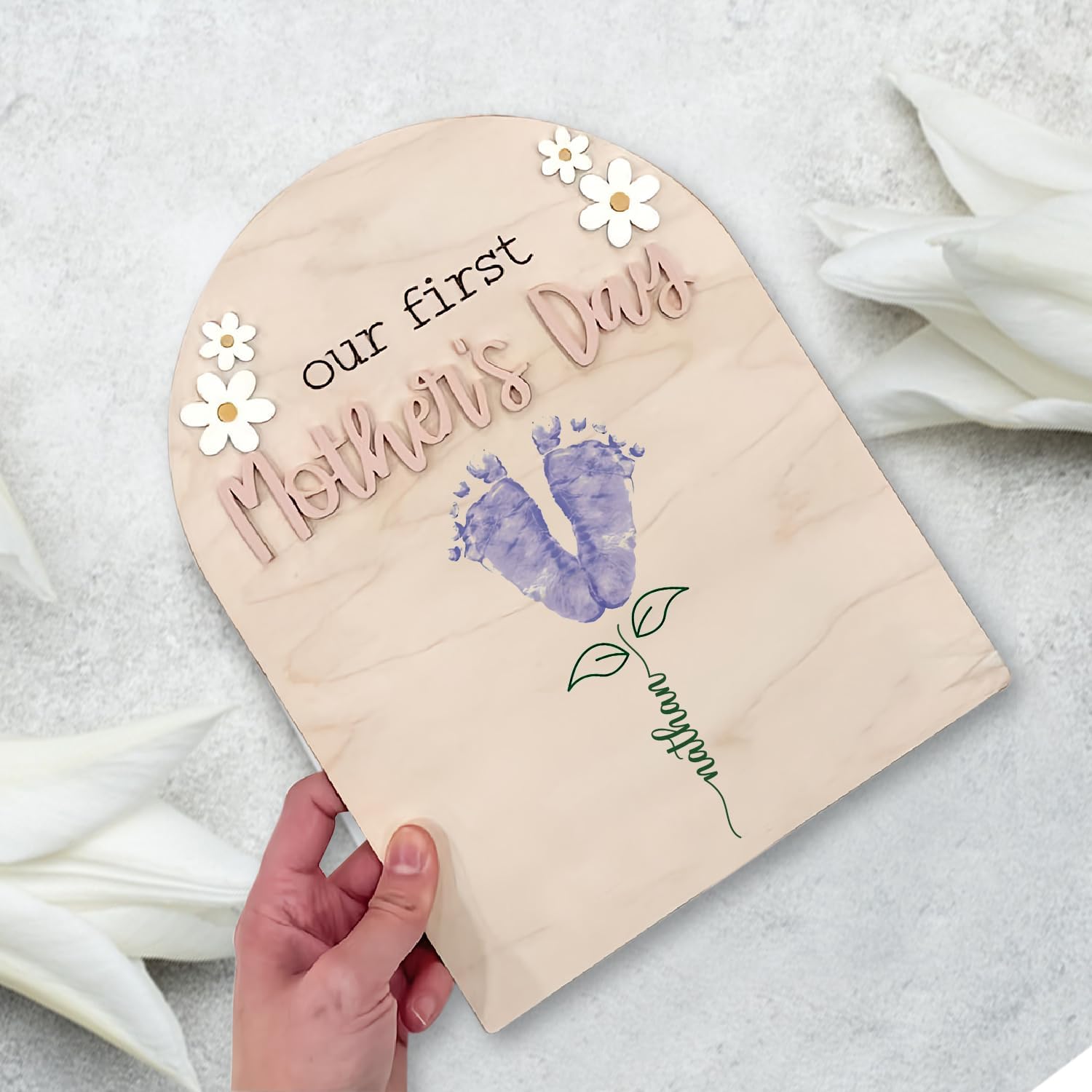 Personalized Mothers Day Footprint Sign - Custom Baby Keepsake 1