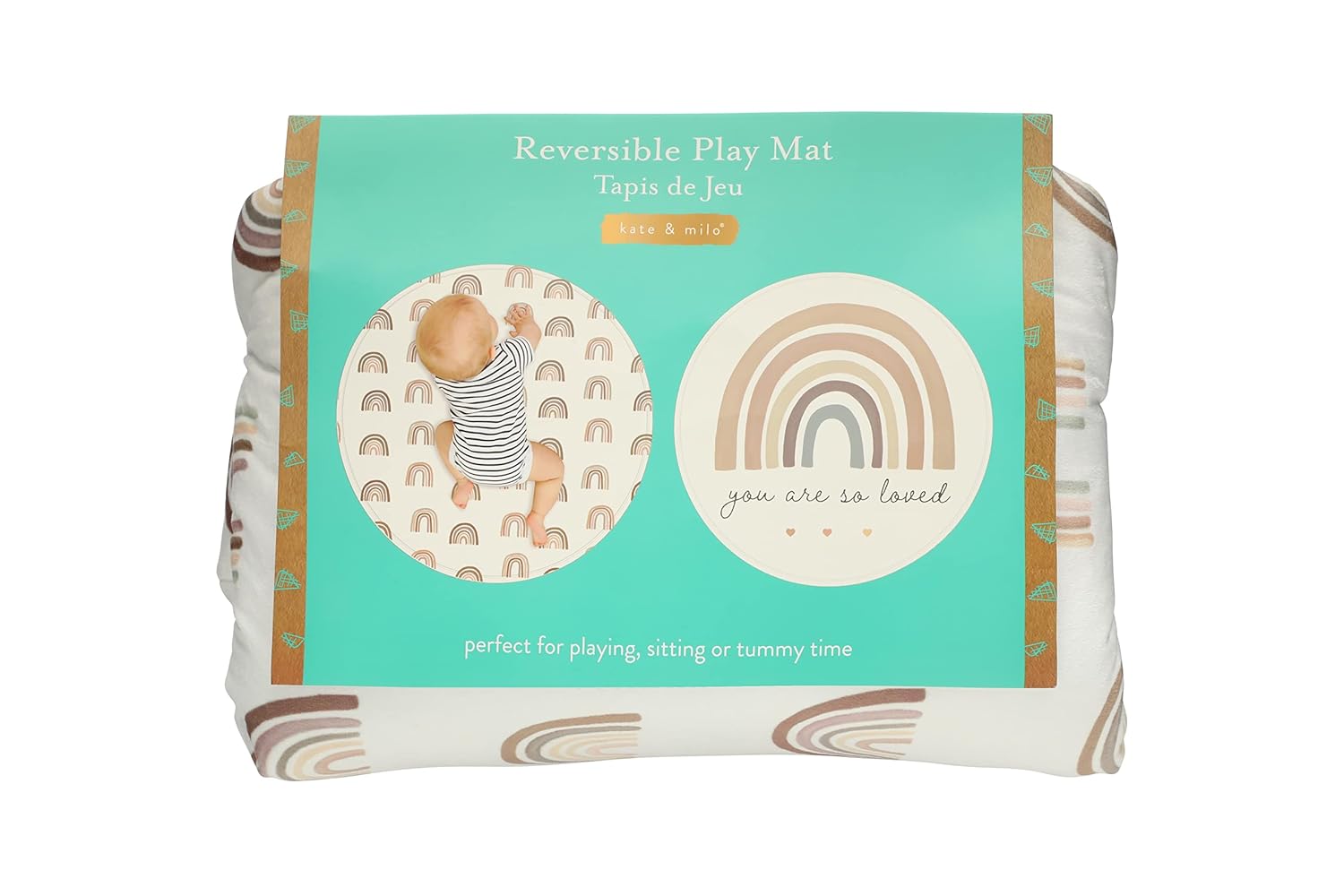 Kate Milo Plush Rainbow Play Mat - Soft Washable