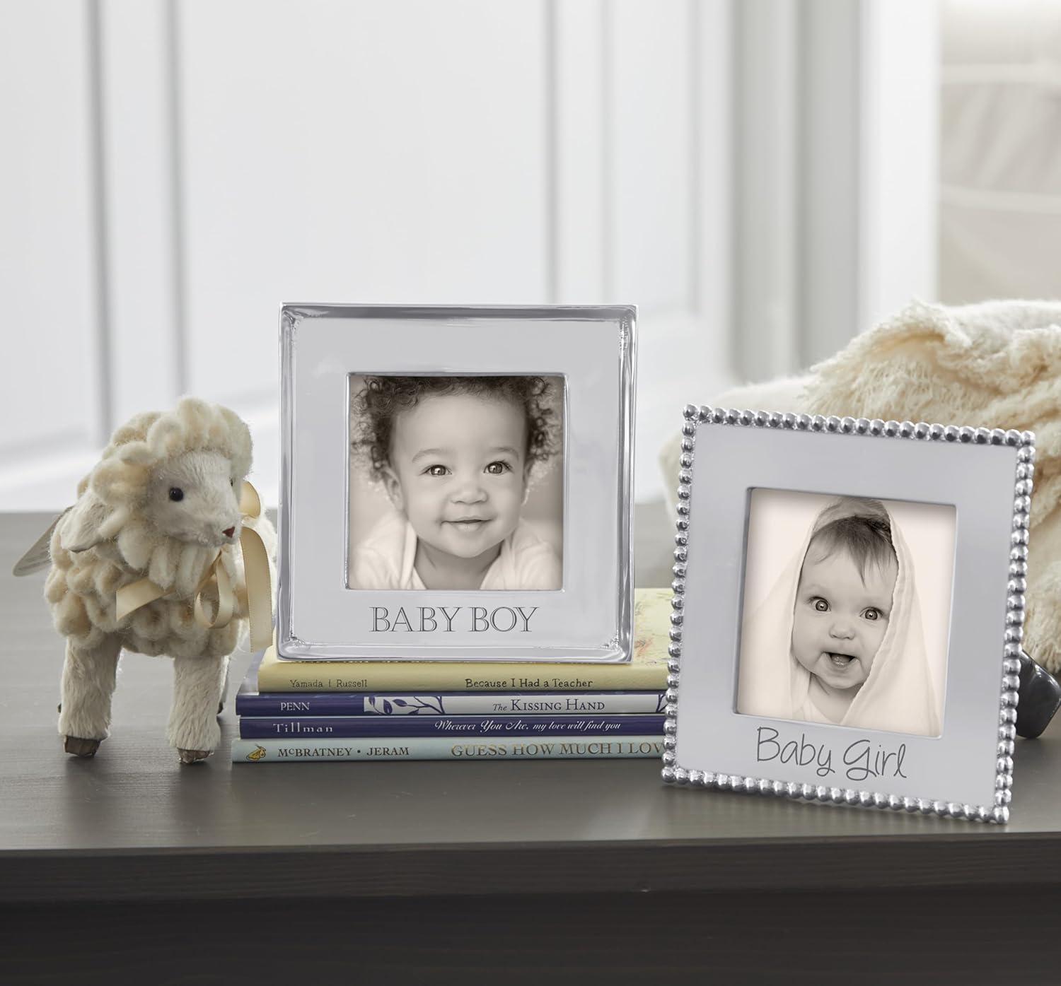 MARIPOSA BABY GIRL Beaded 4x4 Frame Silver