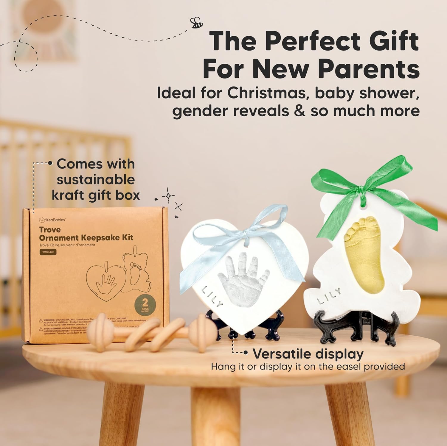 KeaBabies Baby Footprint Handprint Kit - Keepsake Frame Personalized Gift
