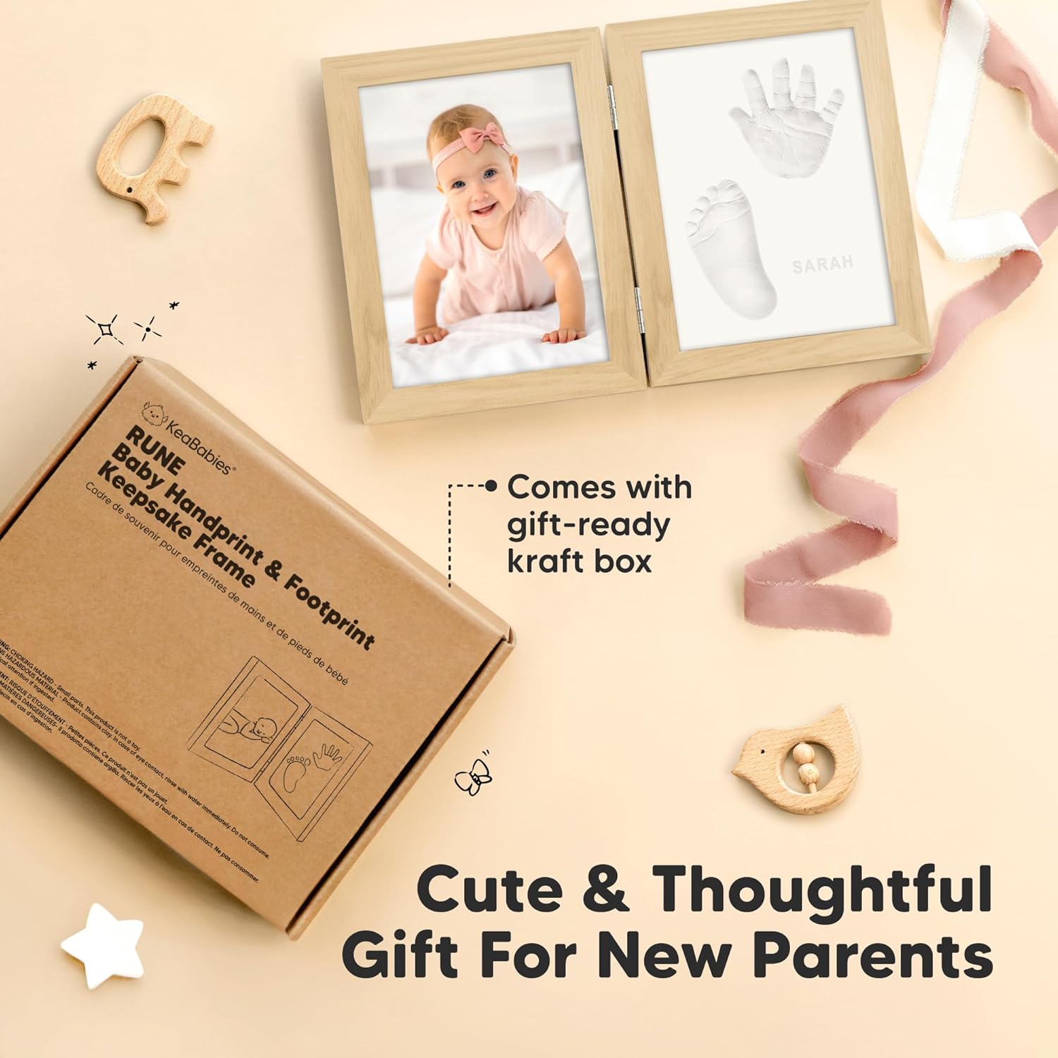 KeaBabies Personalized Baby Footprint Kit - Keepsake for Newborns