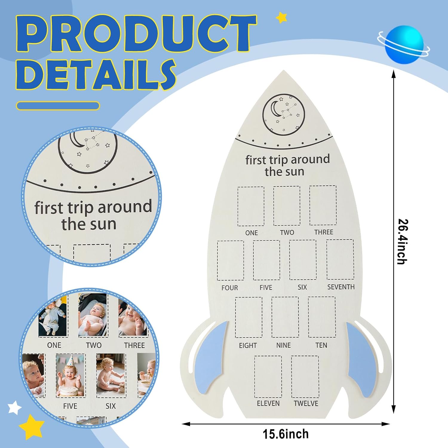 First Trip Around the Sun Rocket Photo Frame Keepsake
