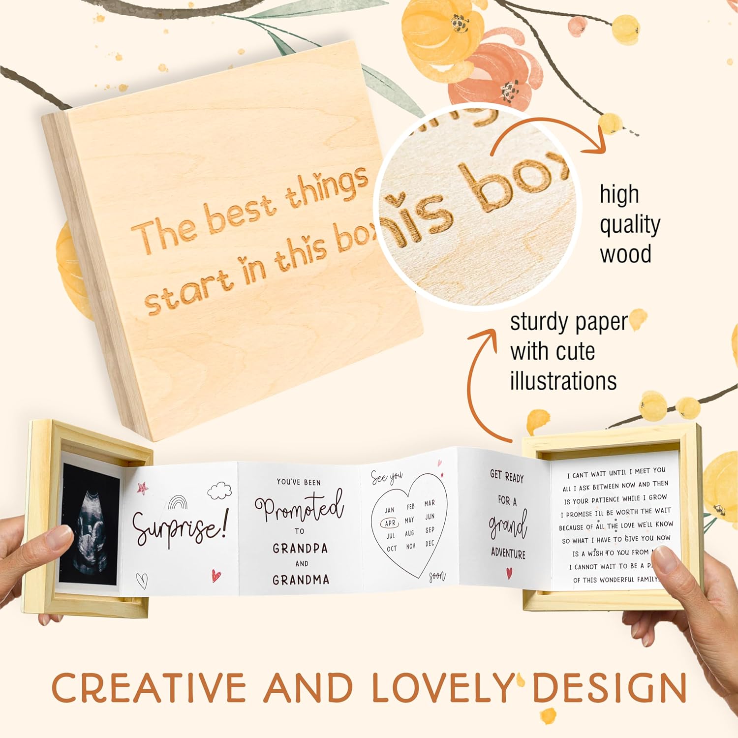 97 Decor Baby Announcement Wooden Keepsake Box