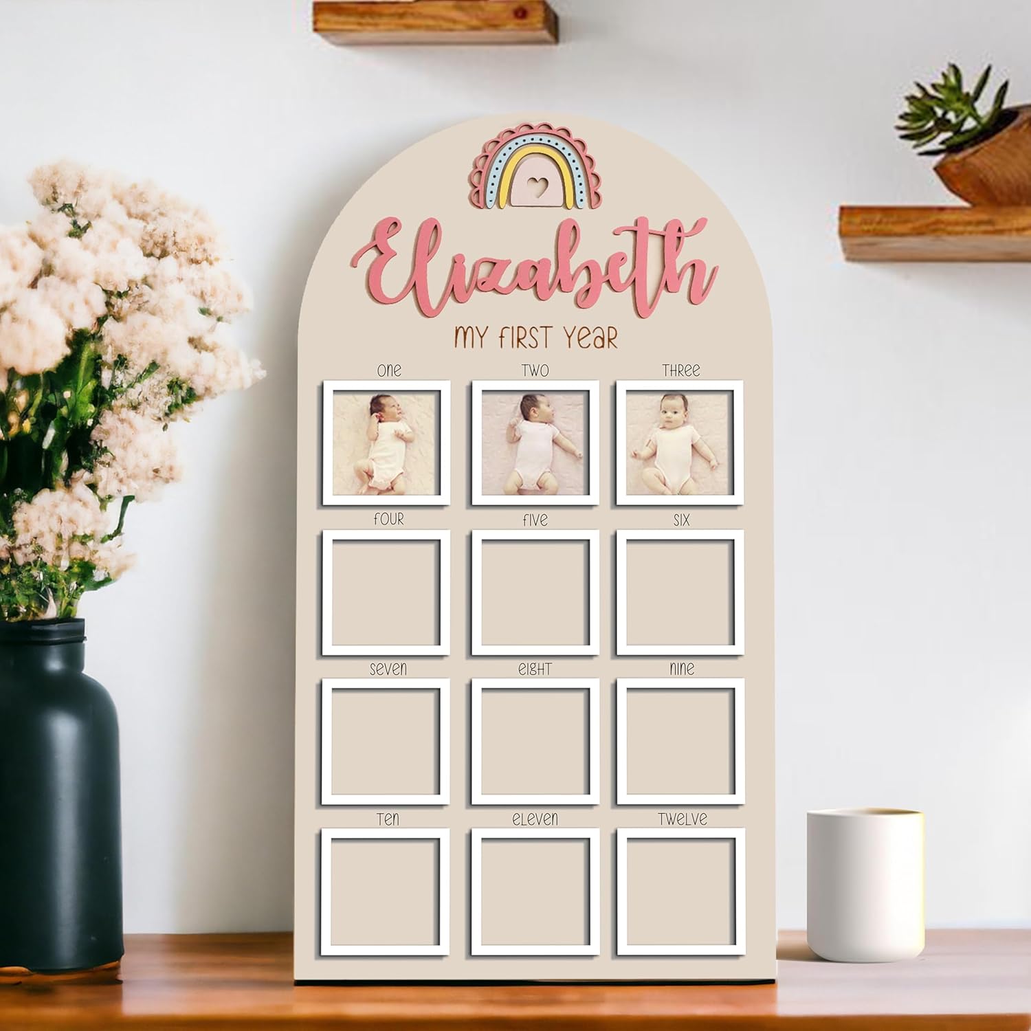 V-DECORPARKS 12 Month Baby First Year Photo Frame
