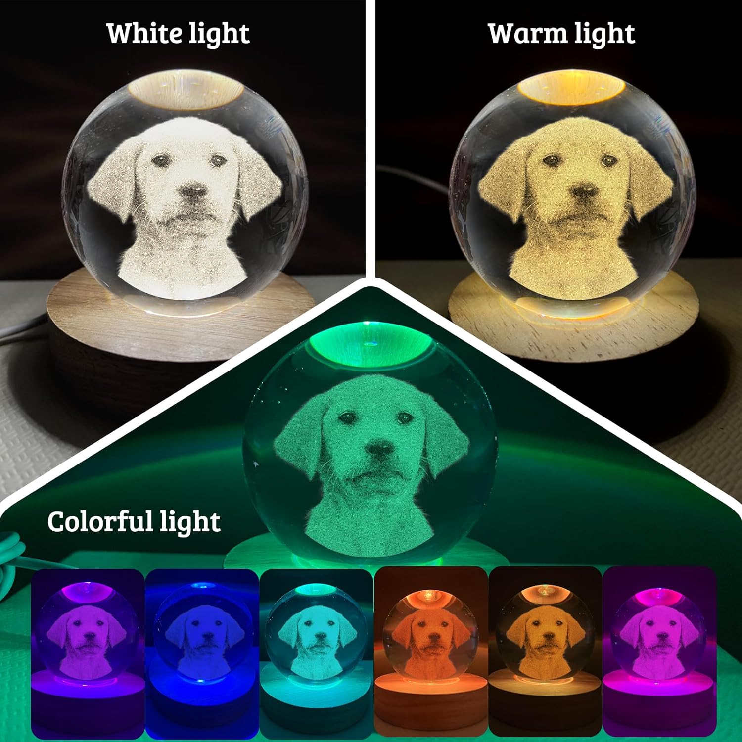 Personalized Crystal Ball Ultrasound Photo Frame with Night Light 1
