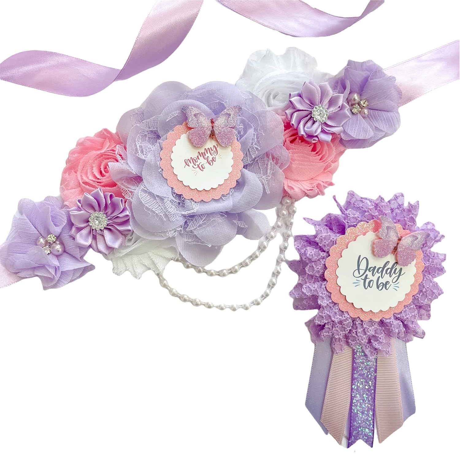 Lavender Butterfly Mom to Be Maternity Sash