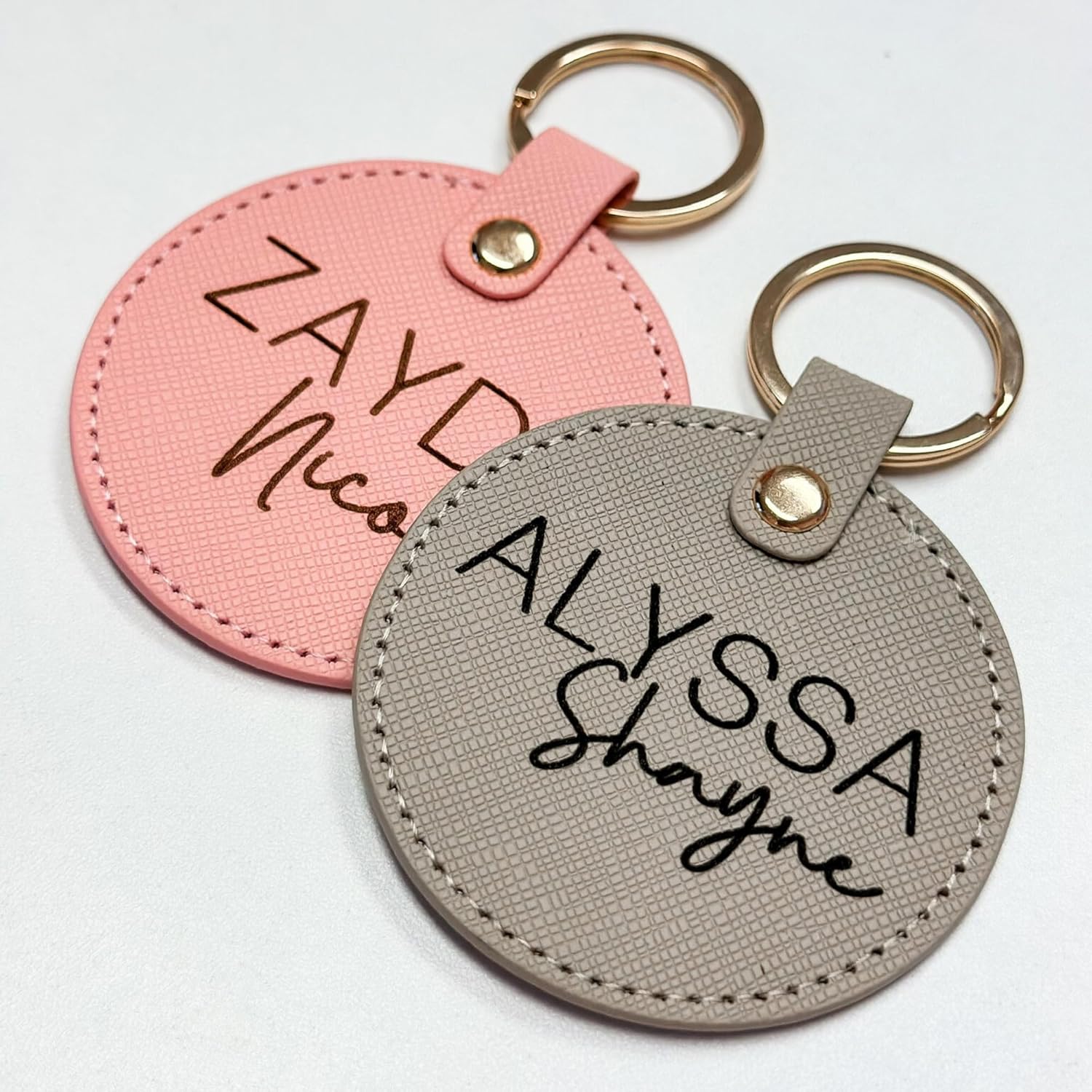 Personalized Name Tags - Hot Pink Leather Keychain