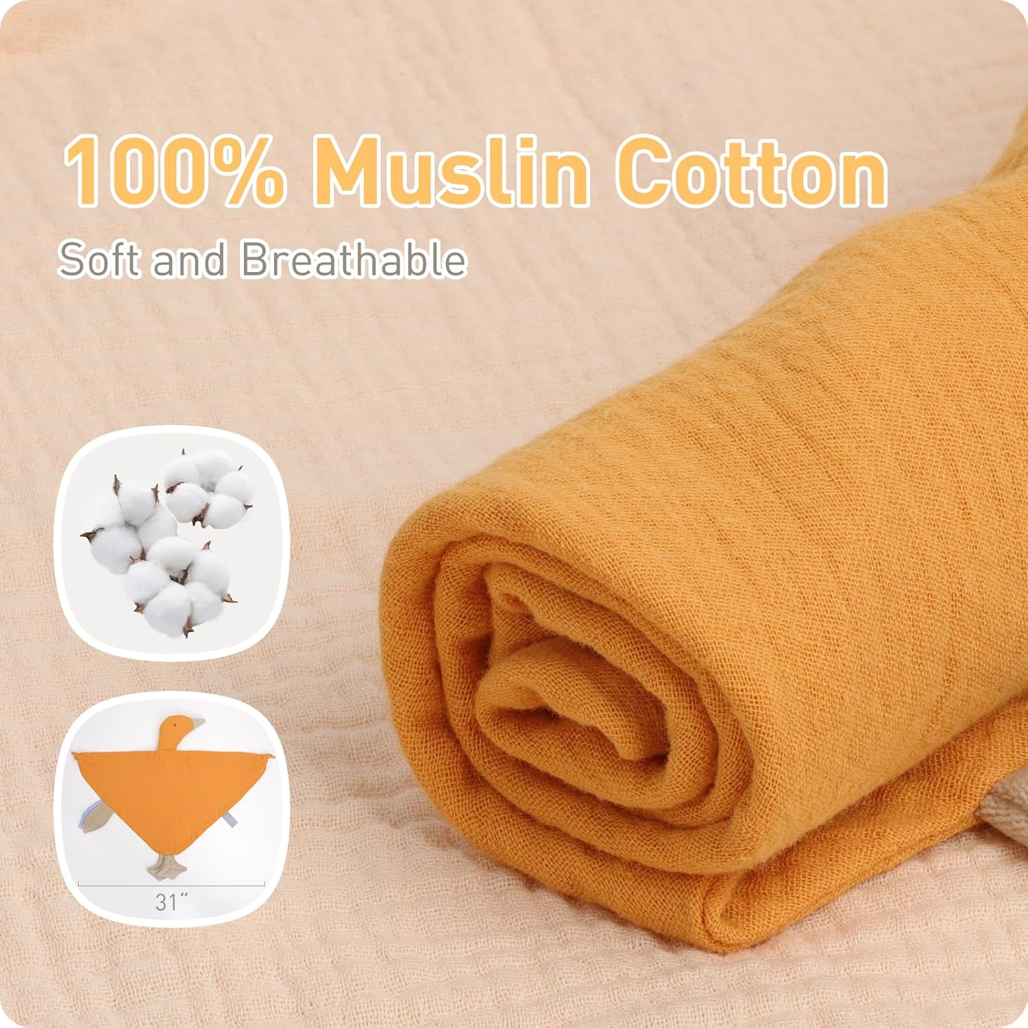 Knirose Newborn Baby Lovey Security Blanket Muslin