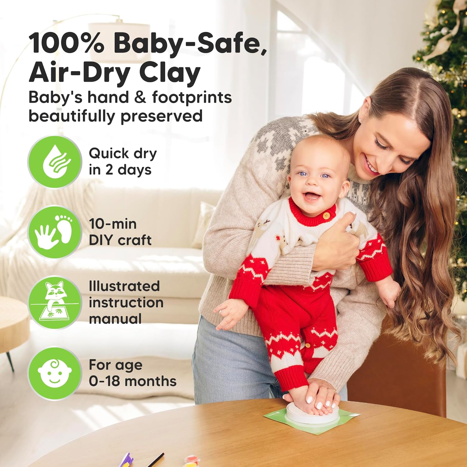 KeaBabies Baby Handprint Footprint Ornament Kit 1