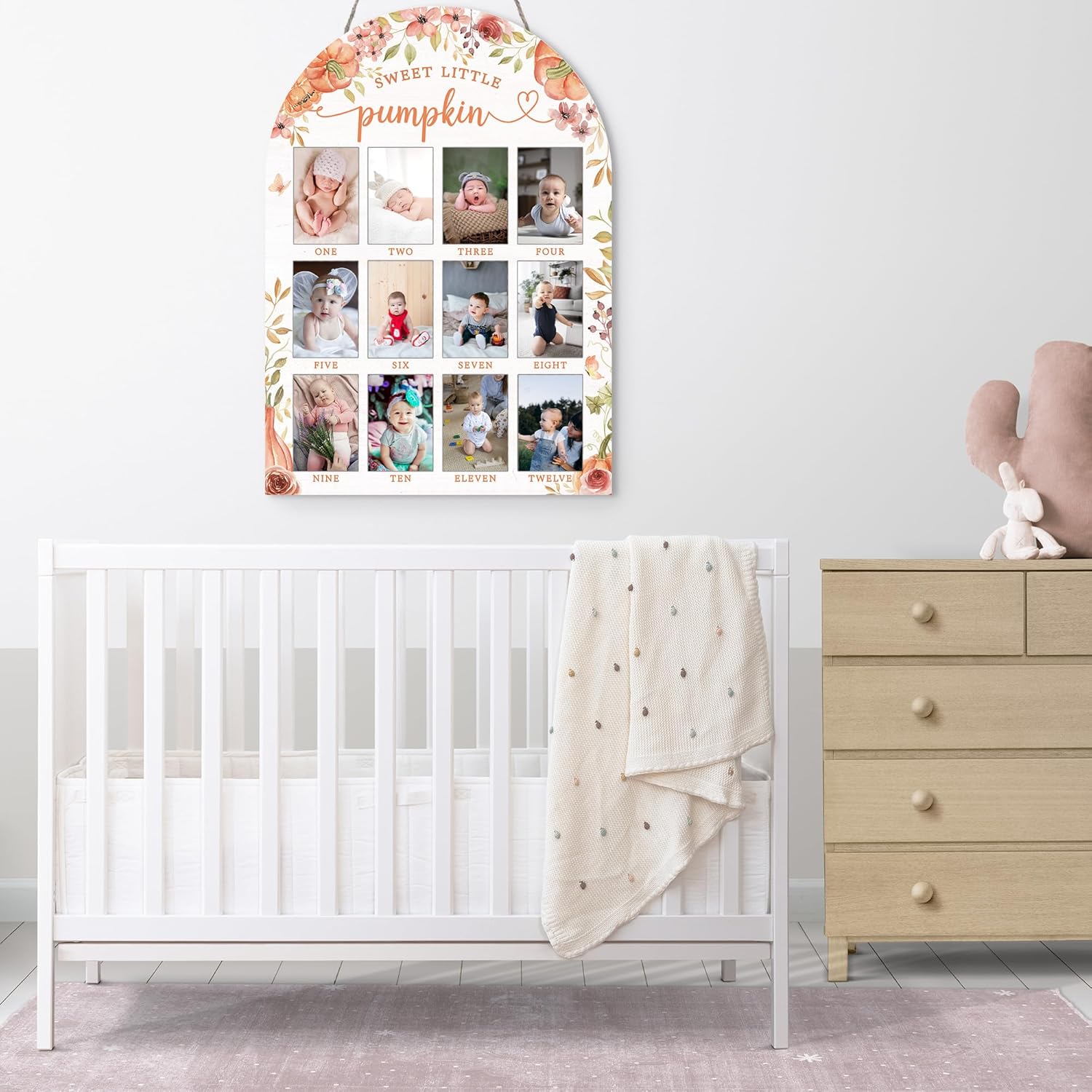 My First Year Photo Board - 12 Months Wooden Frame