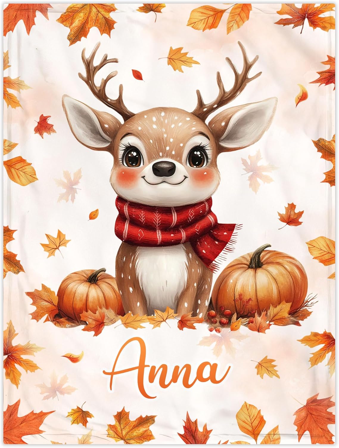 Hyturtle Personalized Fall Reindeer Baby Blanket