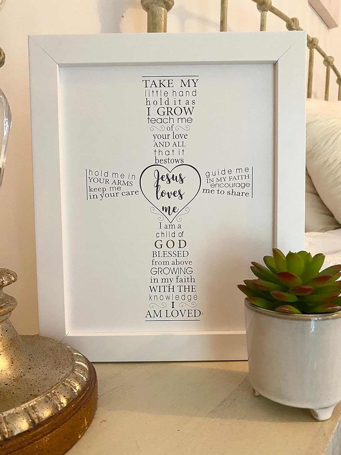 Jesus Loves Me Frame for Baby Baptism - Made in USA