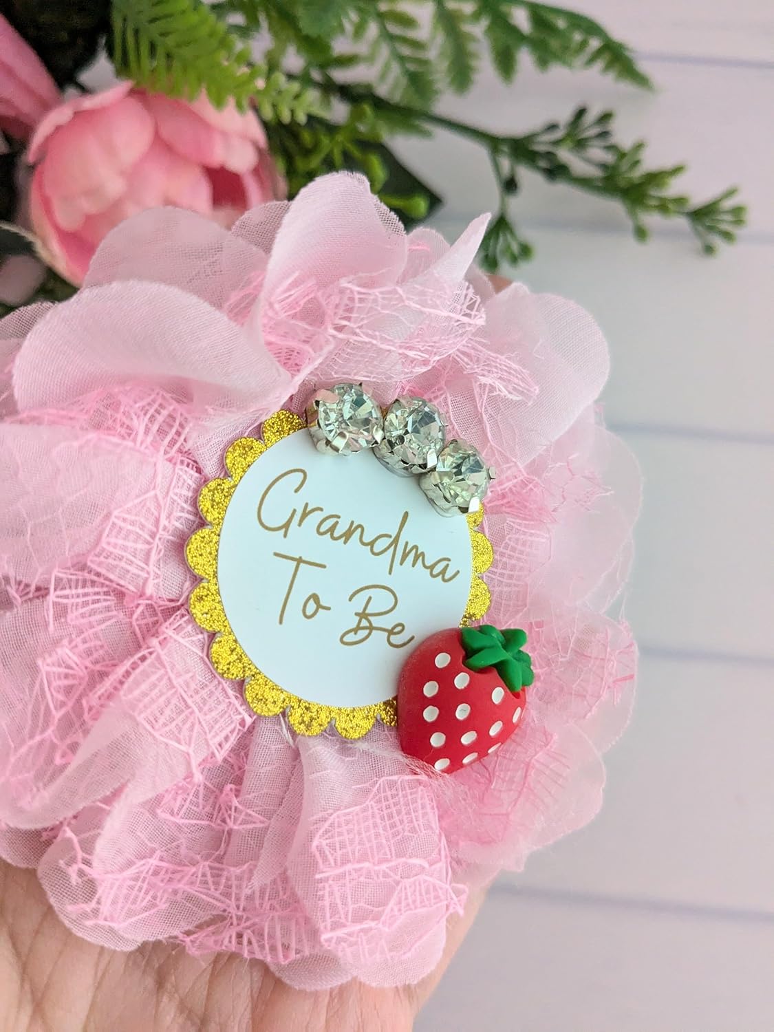 Grandmother To Be Strawberry Pin 35 Inch Keepsake Gift for Baby Girl Shower