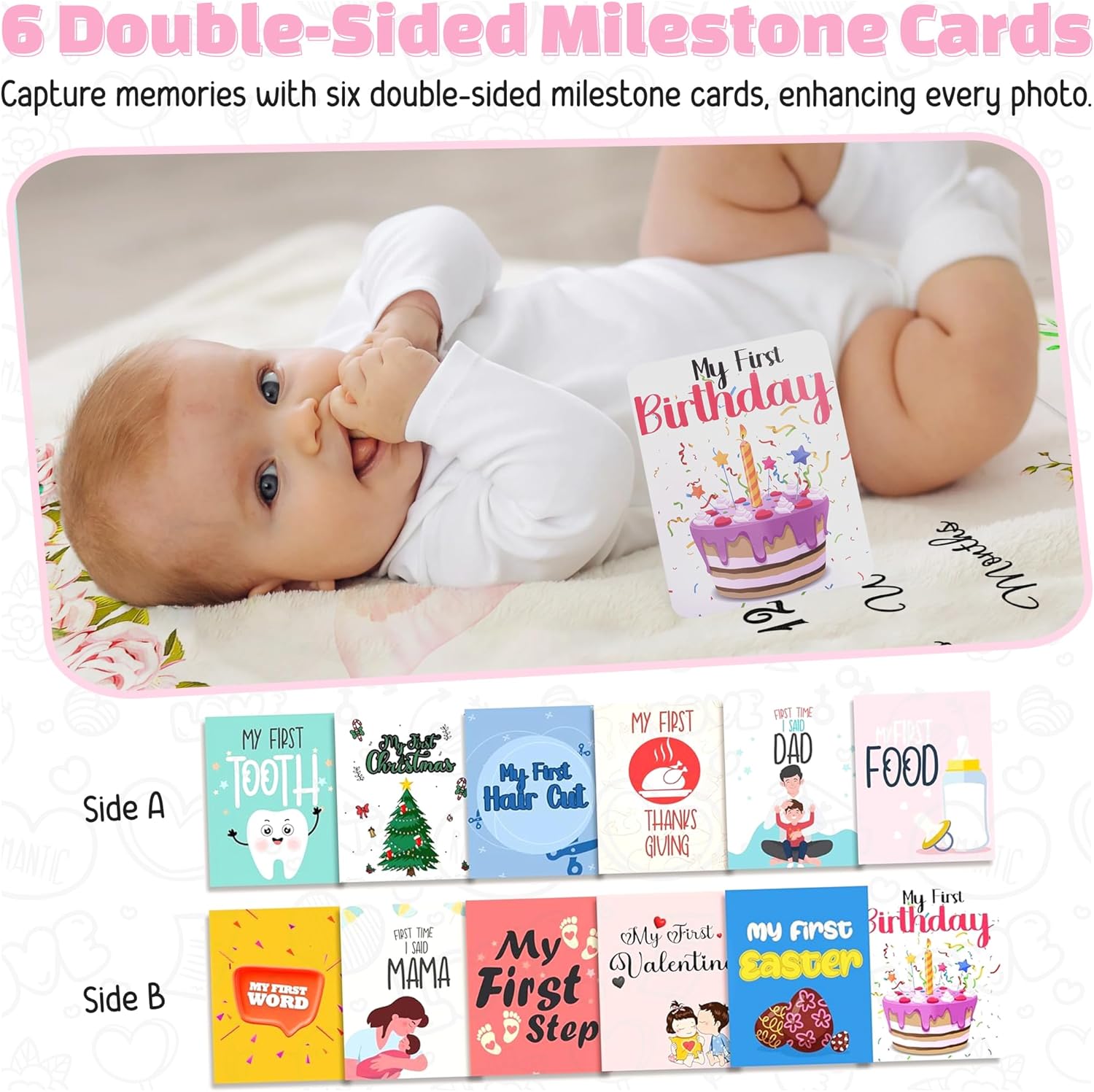 Nestworthy Milestone Blanket - 60x40 Soft Fleece for Baby Girl