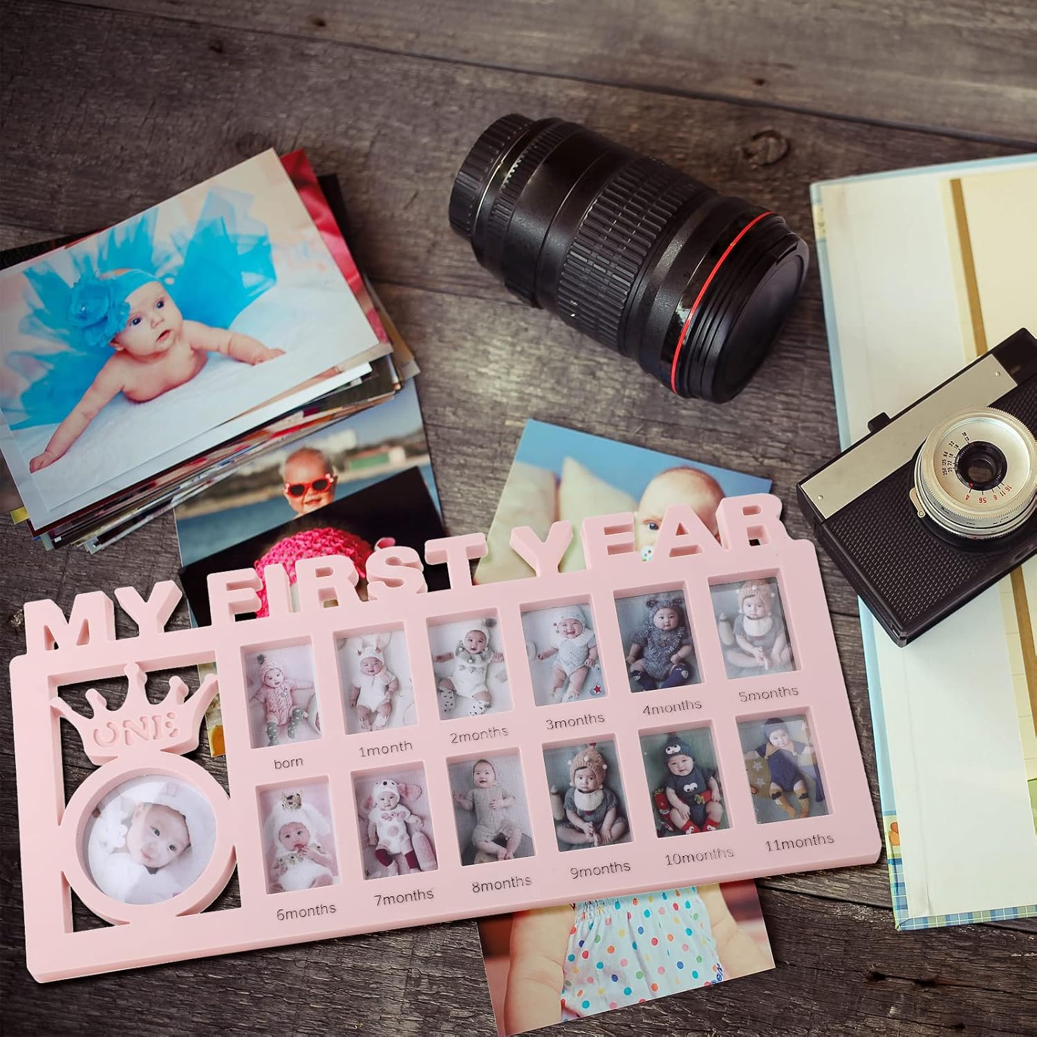 Unittype First Year Baby Growth Photo Frame Pink