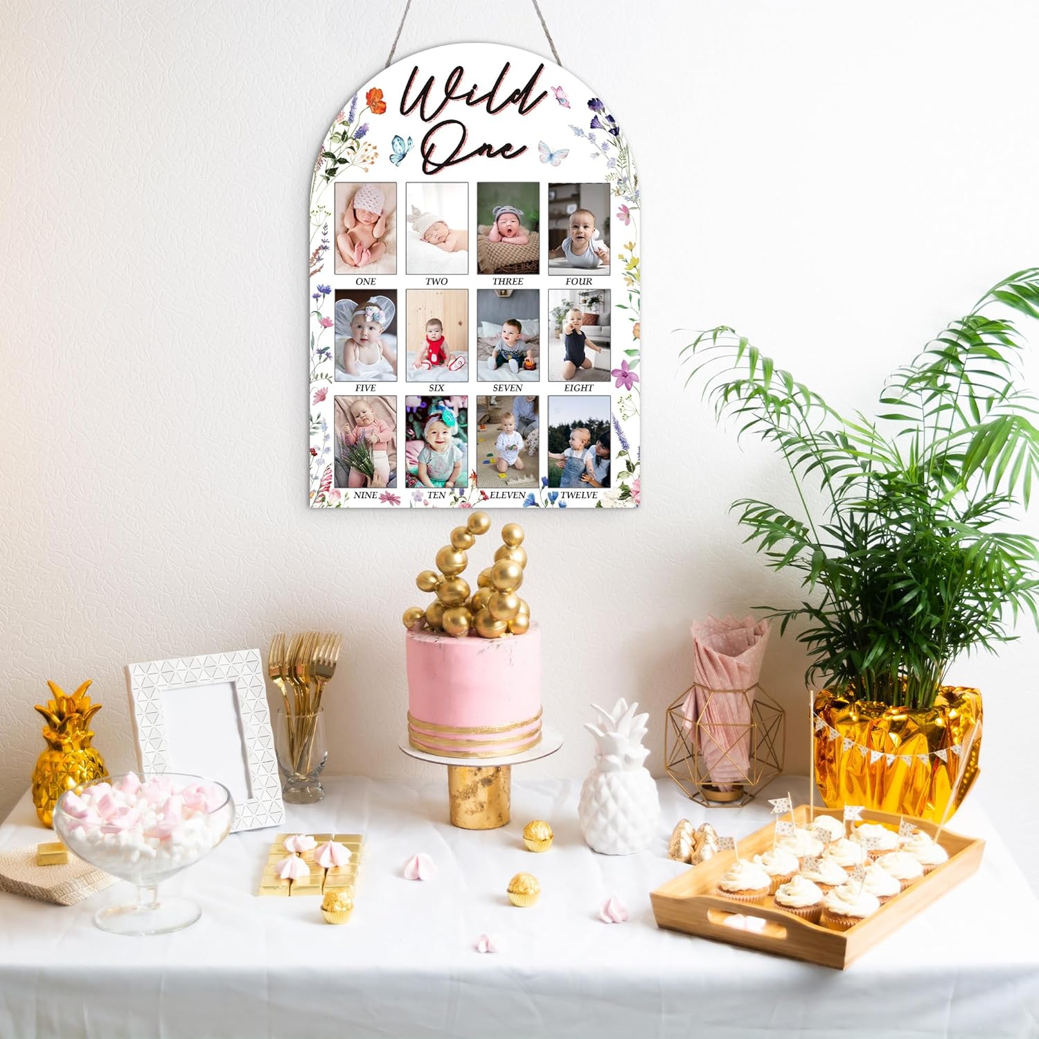 My First Year Photo Board 12 Months Wooden Frame