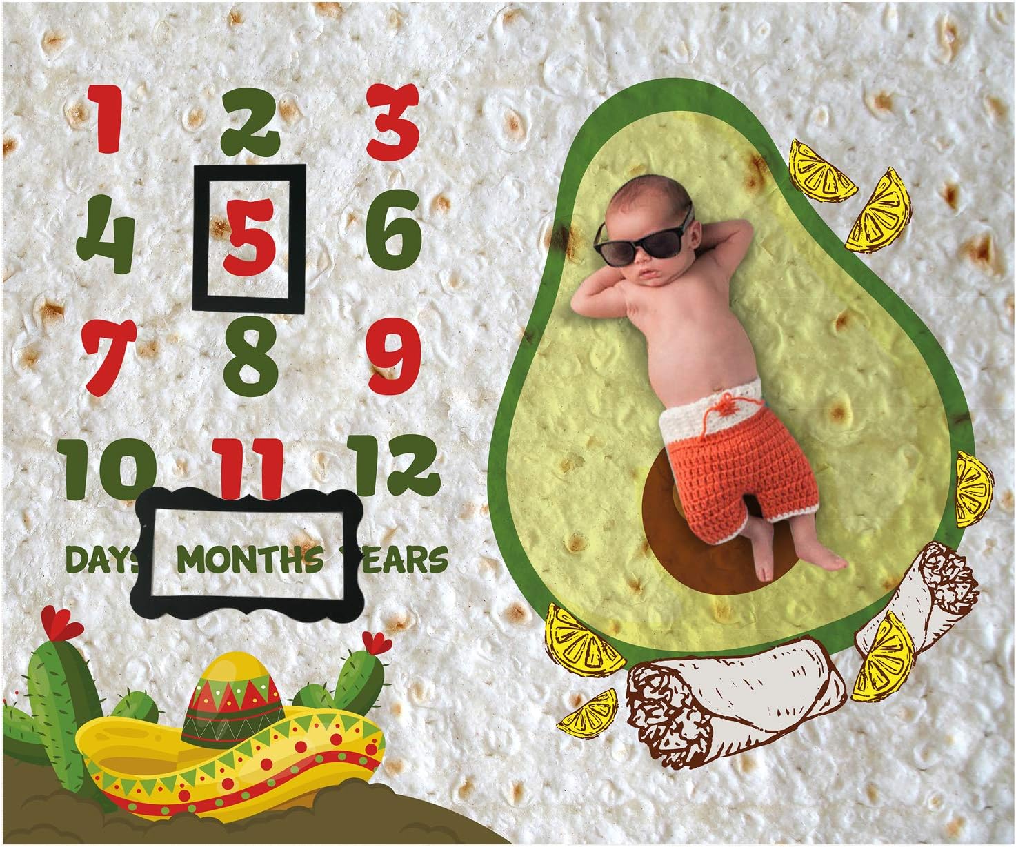 PAMBO Burrito Baby Milestone Blanket with Photo Frame