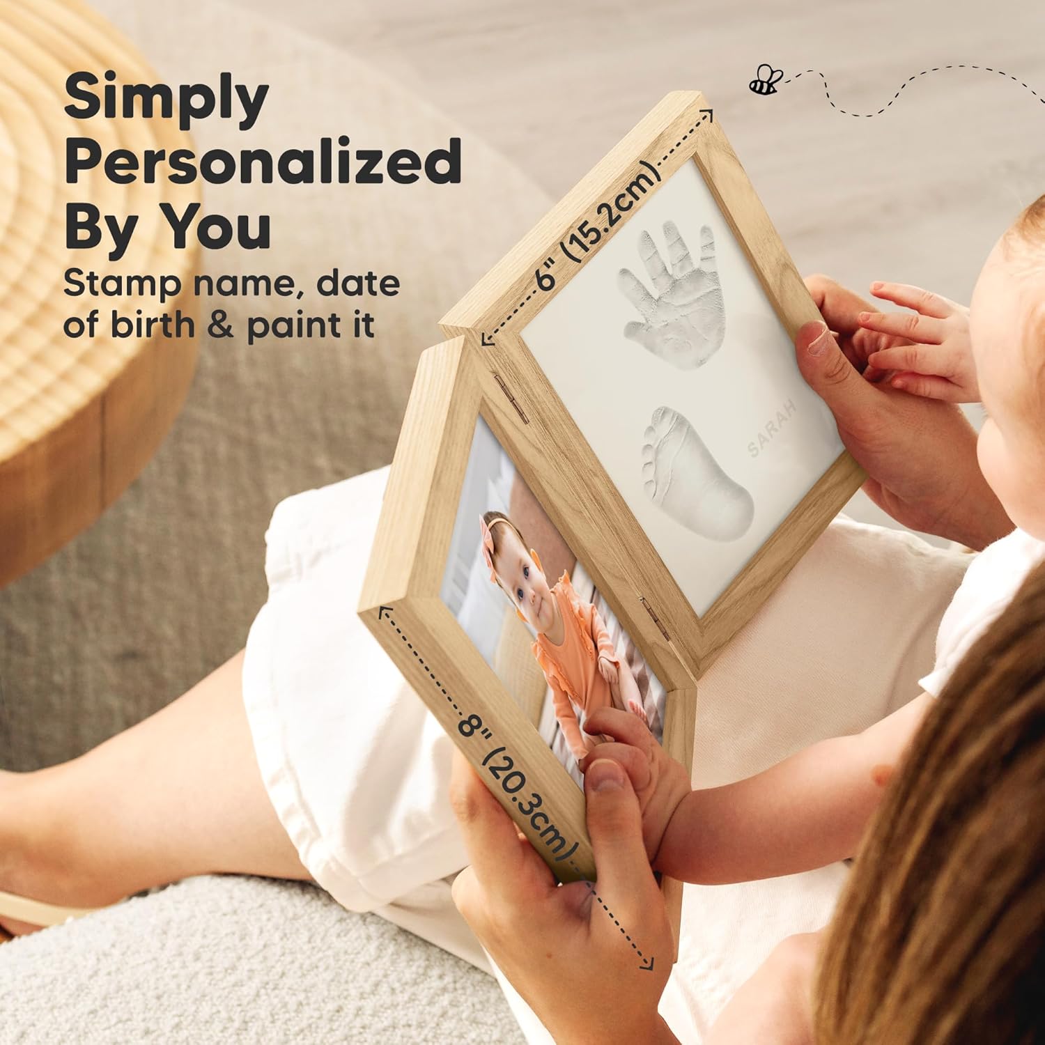 KeaBabies Personalized Baby Footprint Kit - Keepsake for Newborns
