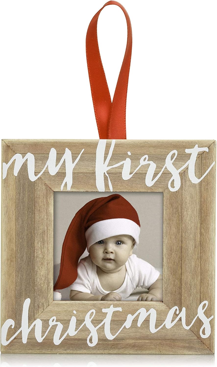 Pearhead Babys First Christmas Wooden Ornament Frame