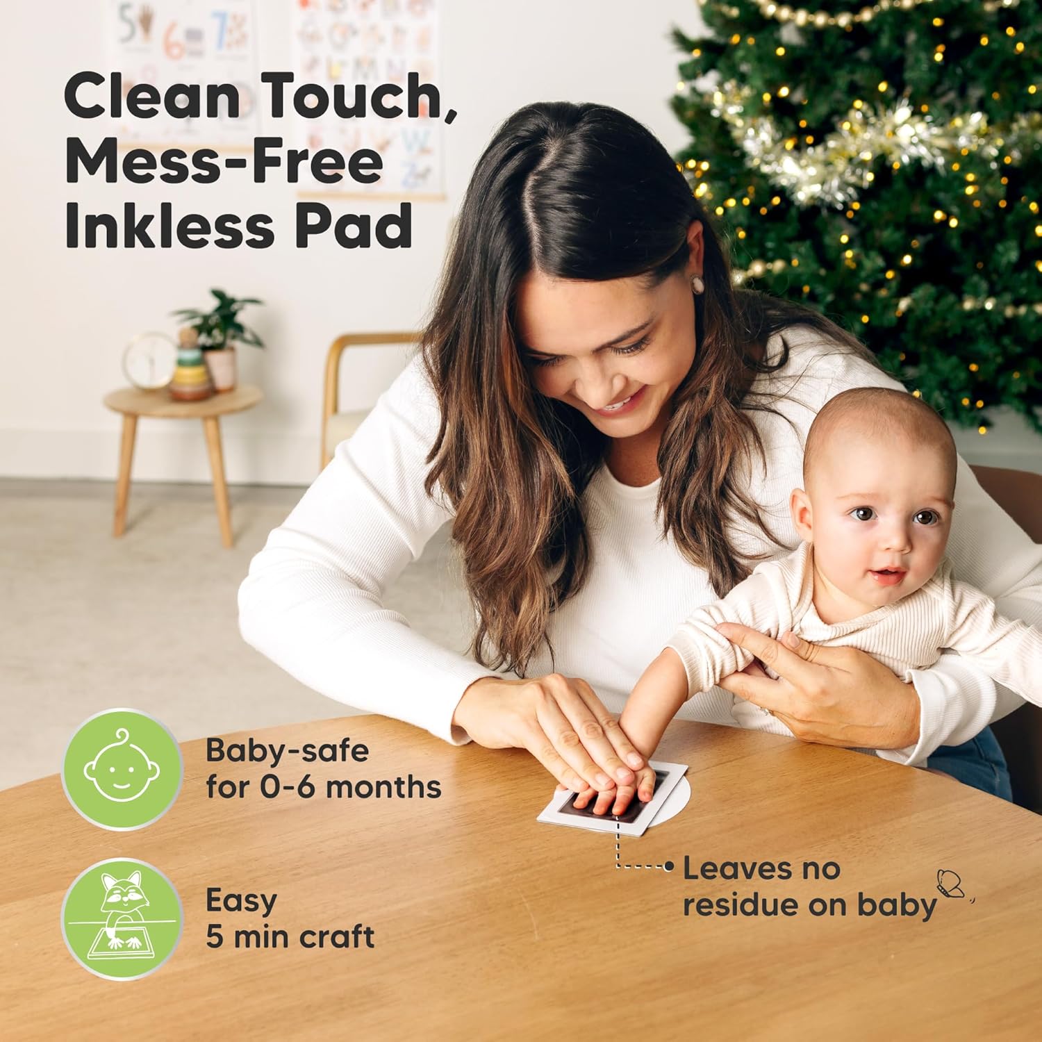 KeaBabies Inkless Baby Hand and Footprint Ornament Kit