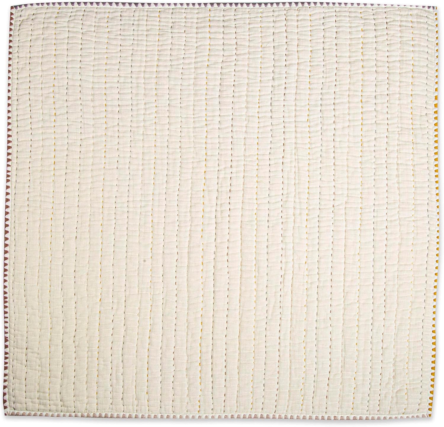 Crane Baby Quilted Cotton Blanket 36x36 Light Yellow
