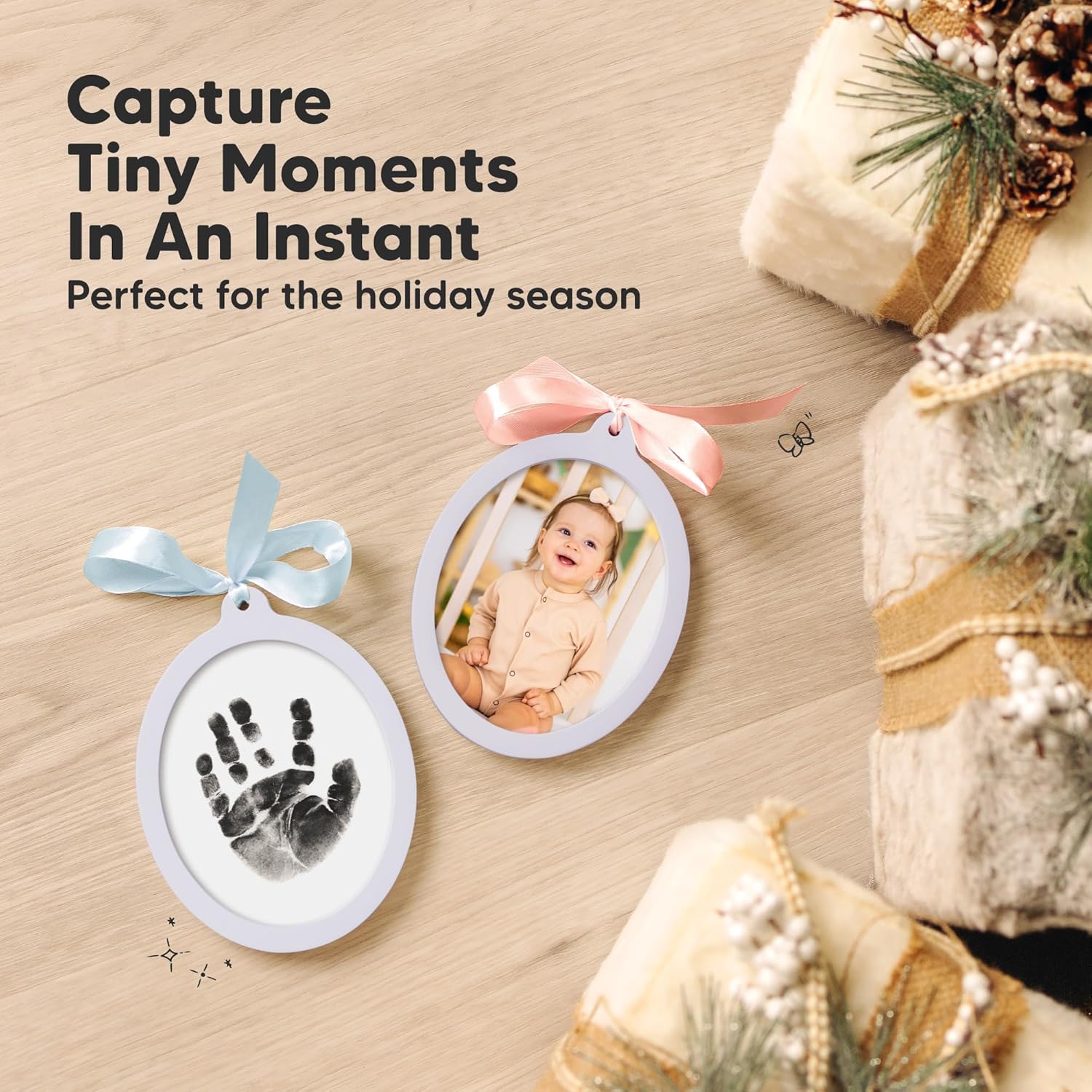 KeaBabies Inkless Baby Hand and Footprint Ornament Kit
