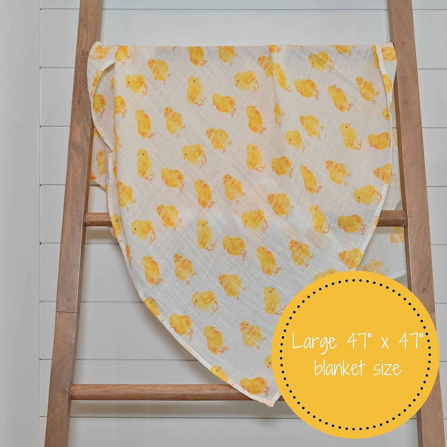 LollyBanks Swaddle Blanket - Chick Print 47x47 Inches