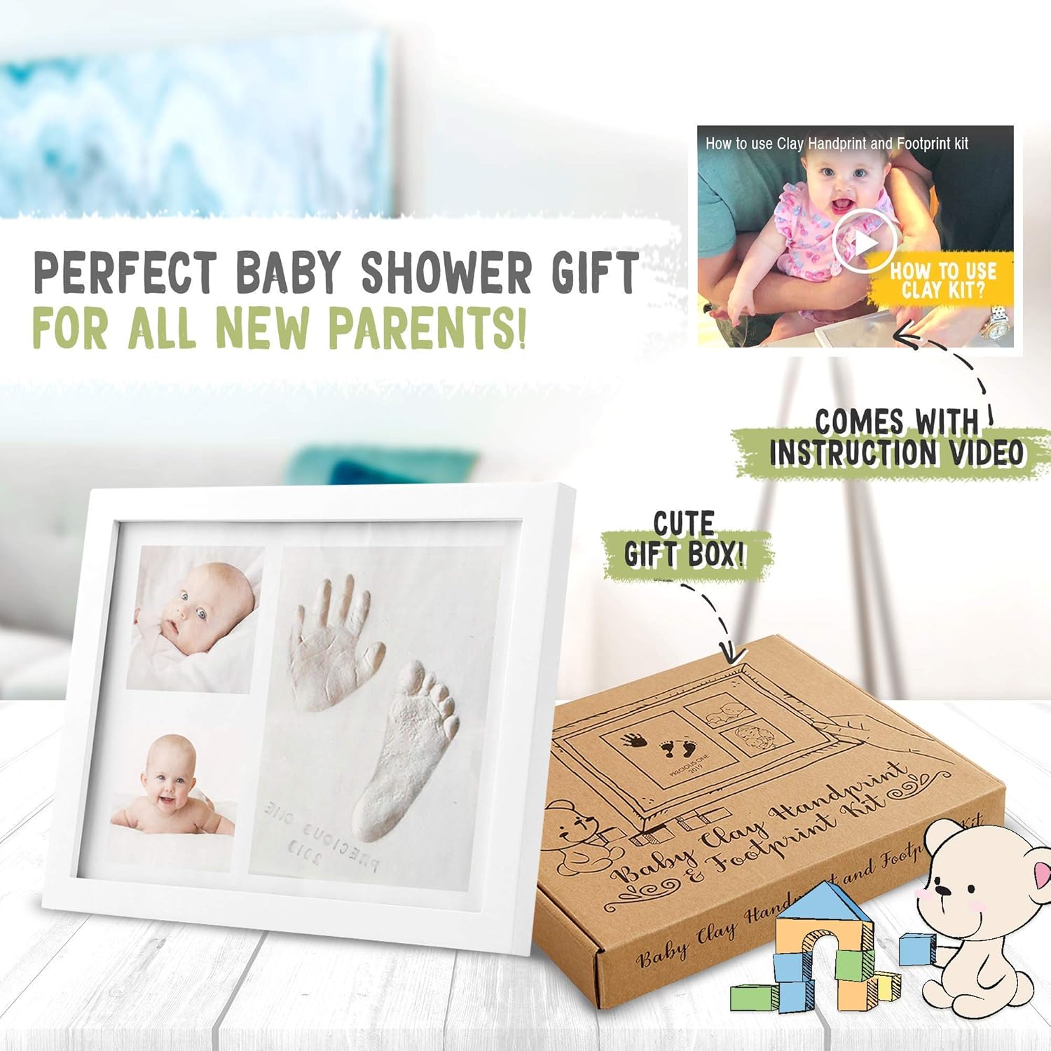 KeaBabies Baby Handprint Footprint Keepsake Kit 1