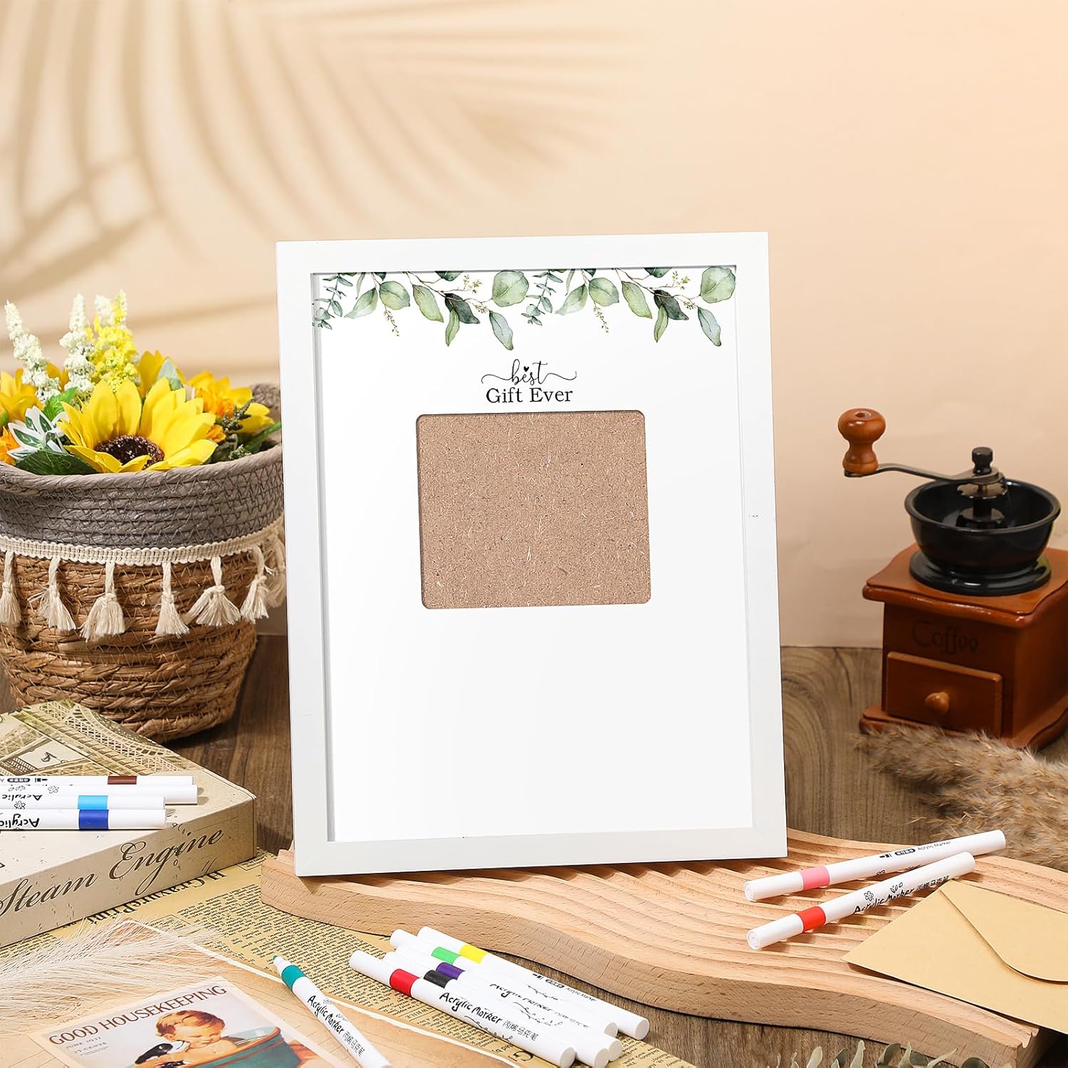 Maitys Ultrasound Frame with 12 Acrylic Markers for Baby Shower