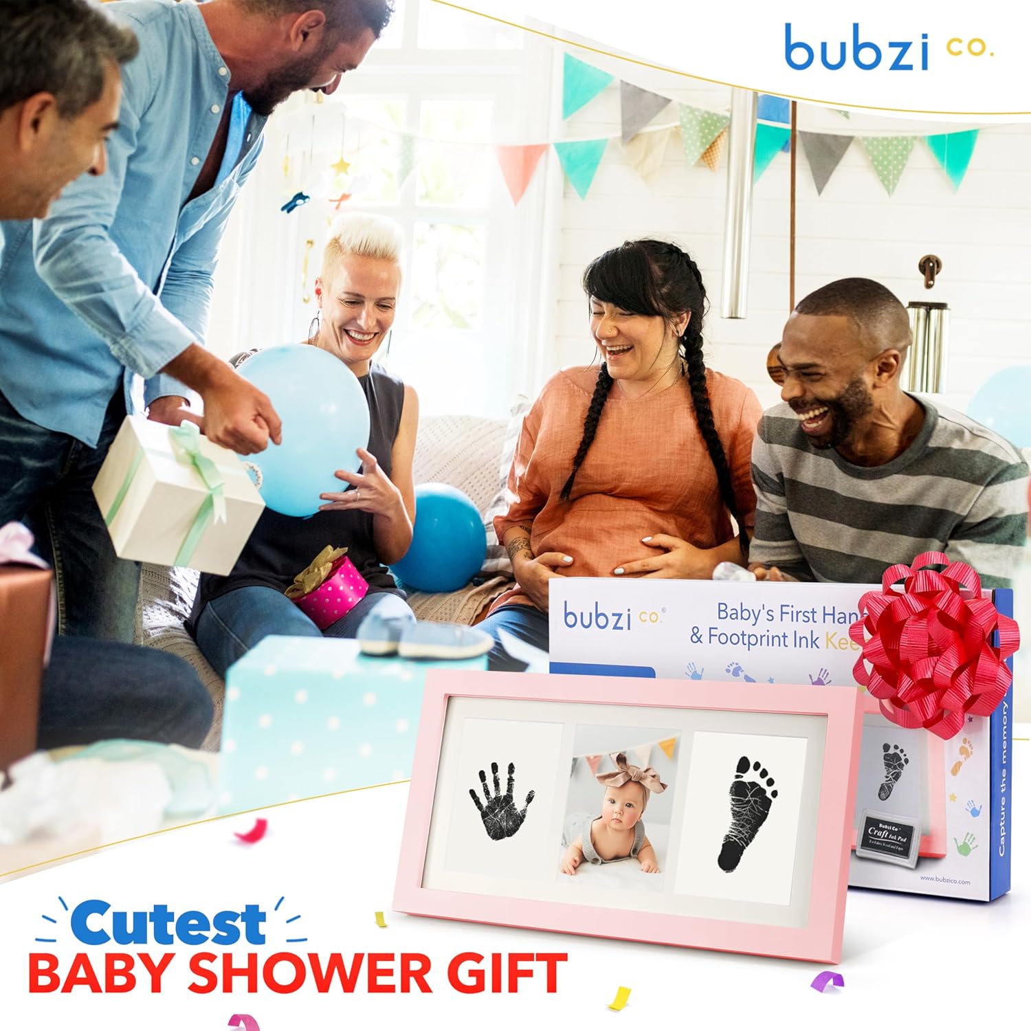 Bubzi Co Baby Handprint Kit Footprint Frame in Ballet Pink