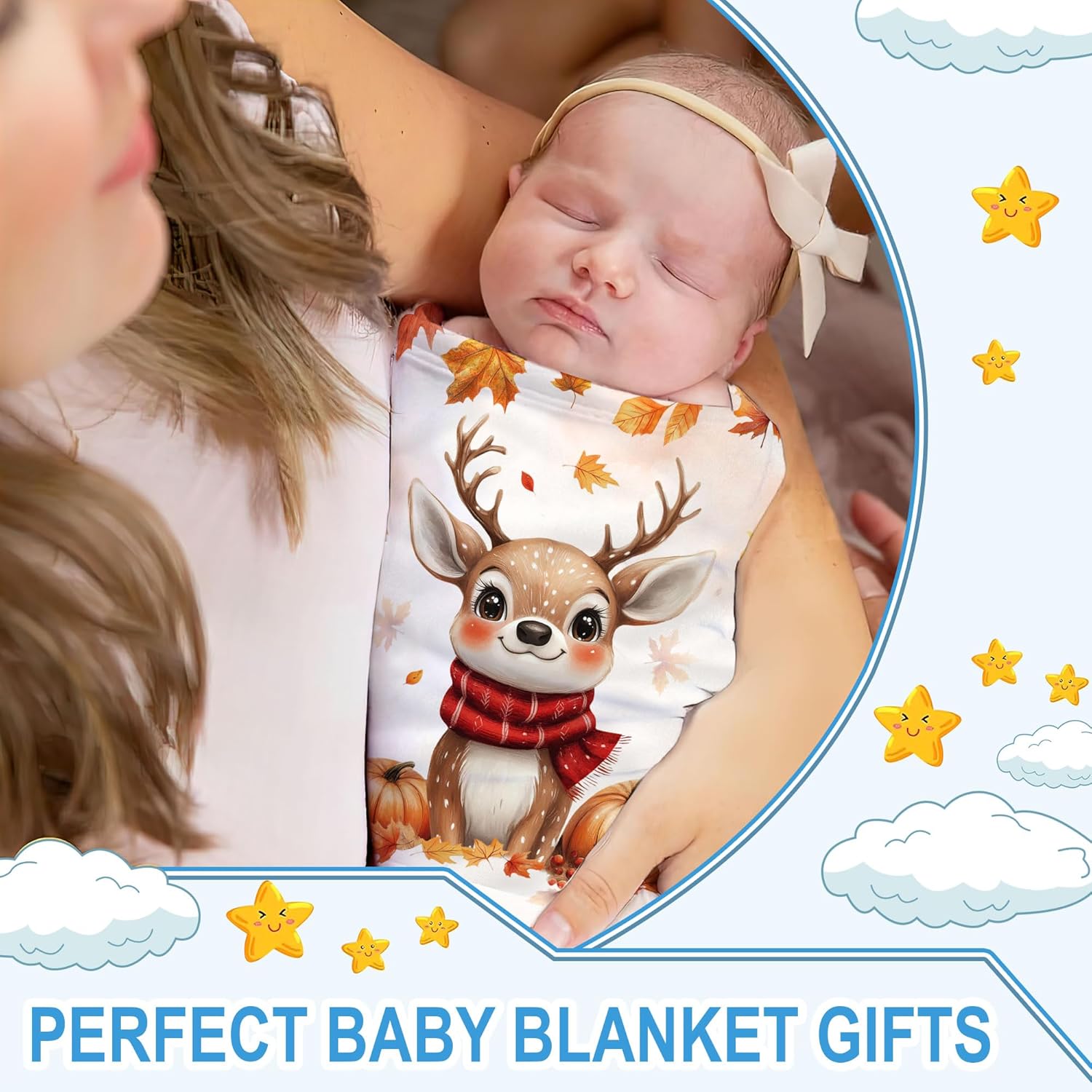 Hyturtle Personalized Fall Reindeer Baby Blanket