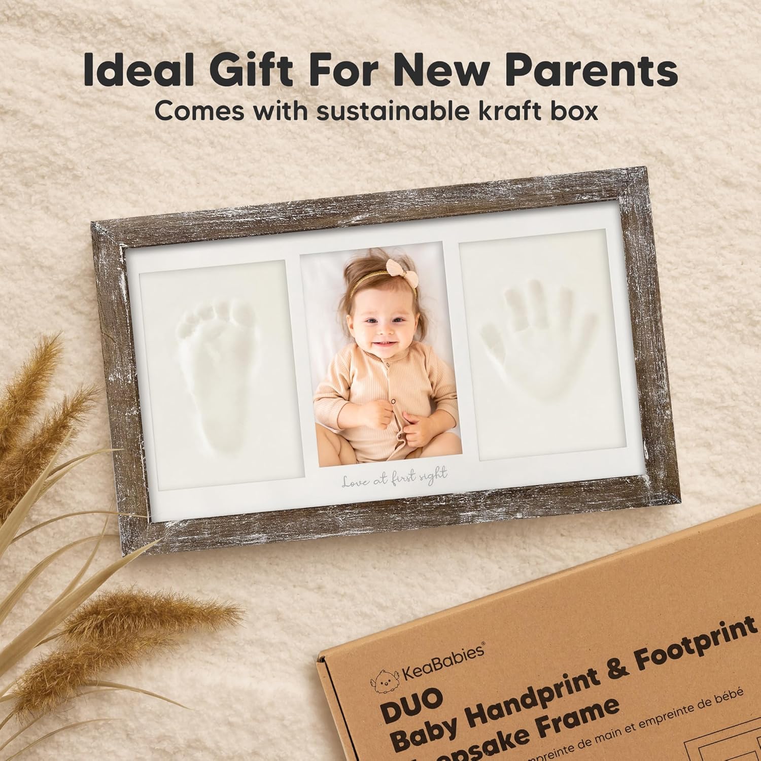 KeaBabies Baby Handprint Footprint Kit Frame - Duo Keepsake