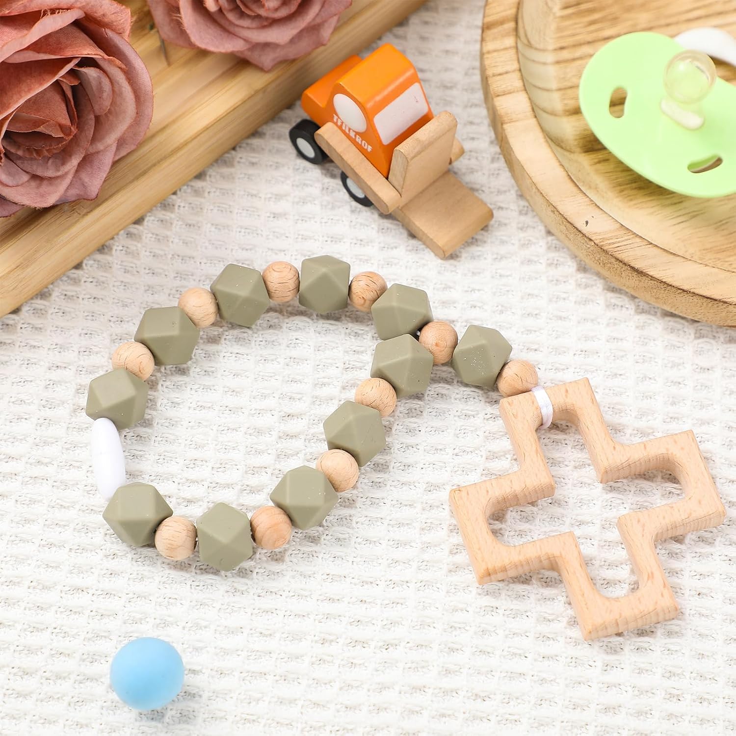 Landical Cross Baptism Silicone Rosary Green