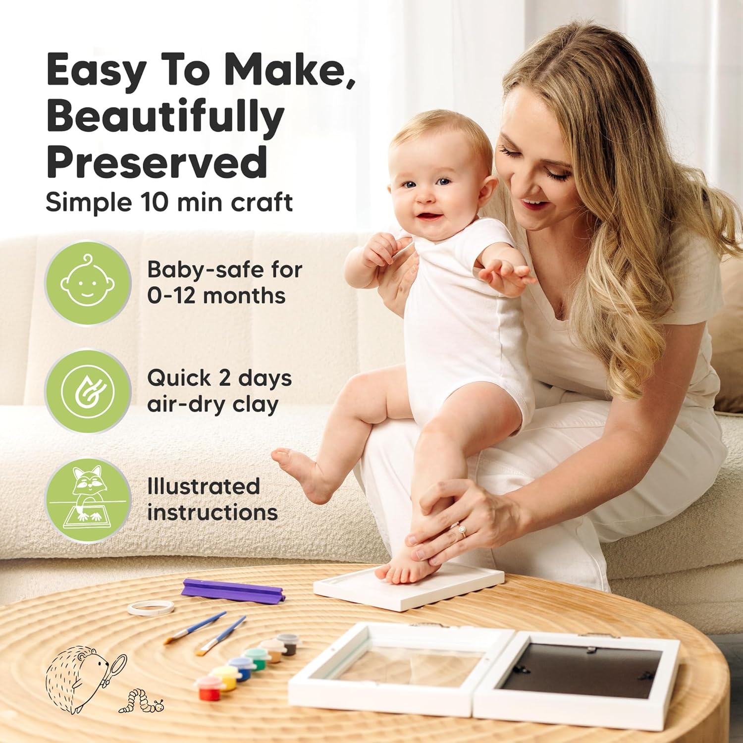 KeaBabies Baby Hand and Footprint Kit Frame
