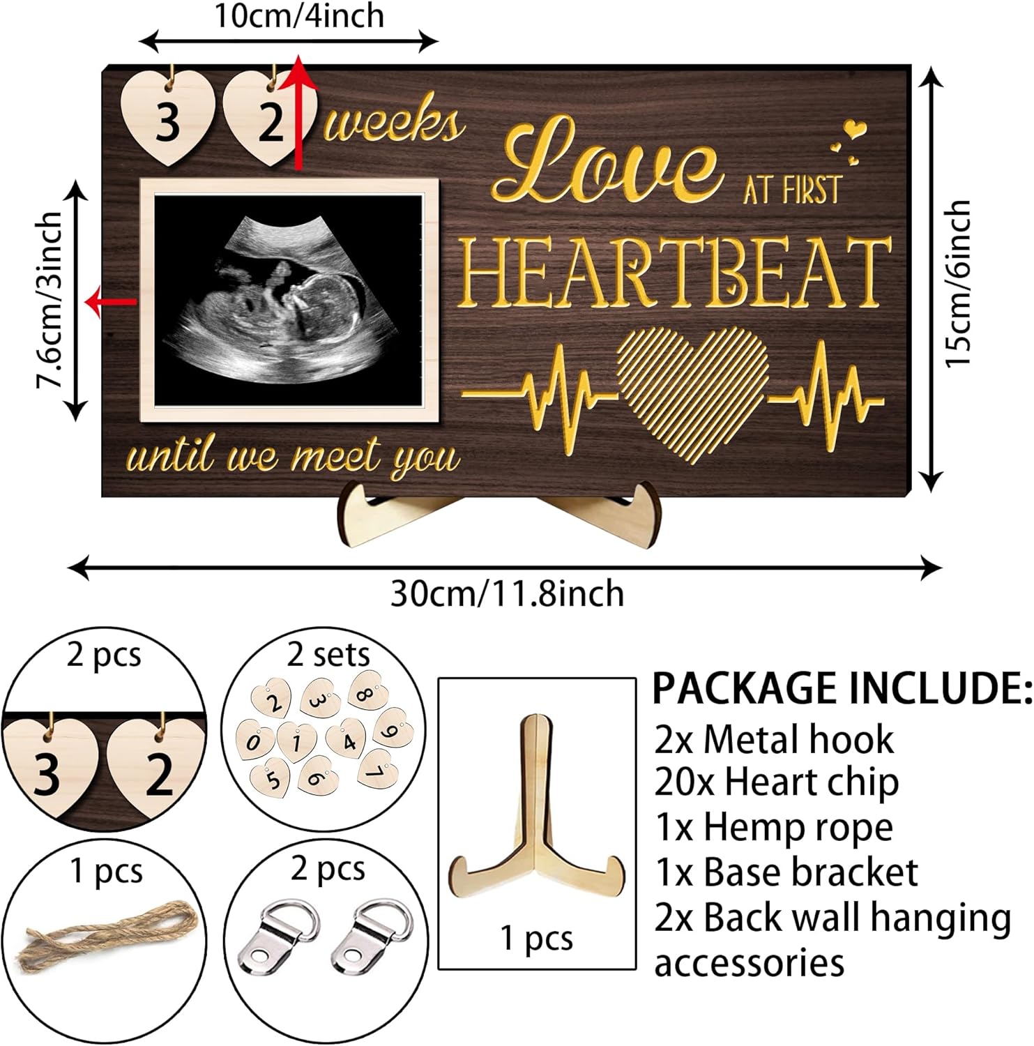 LED Sonogram Frame - Countdown Weeks for Dad Mom Baby Showers