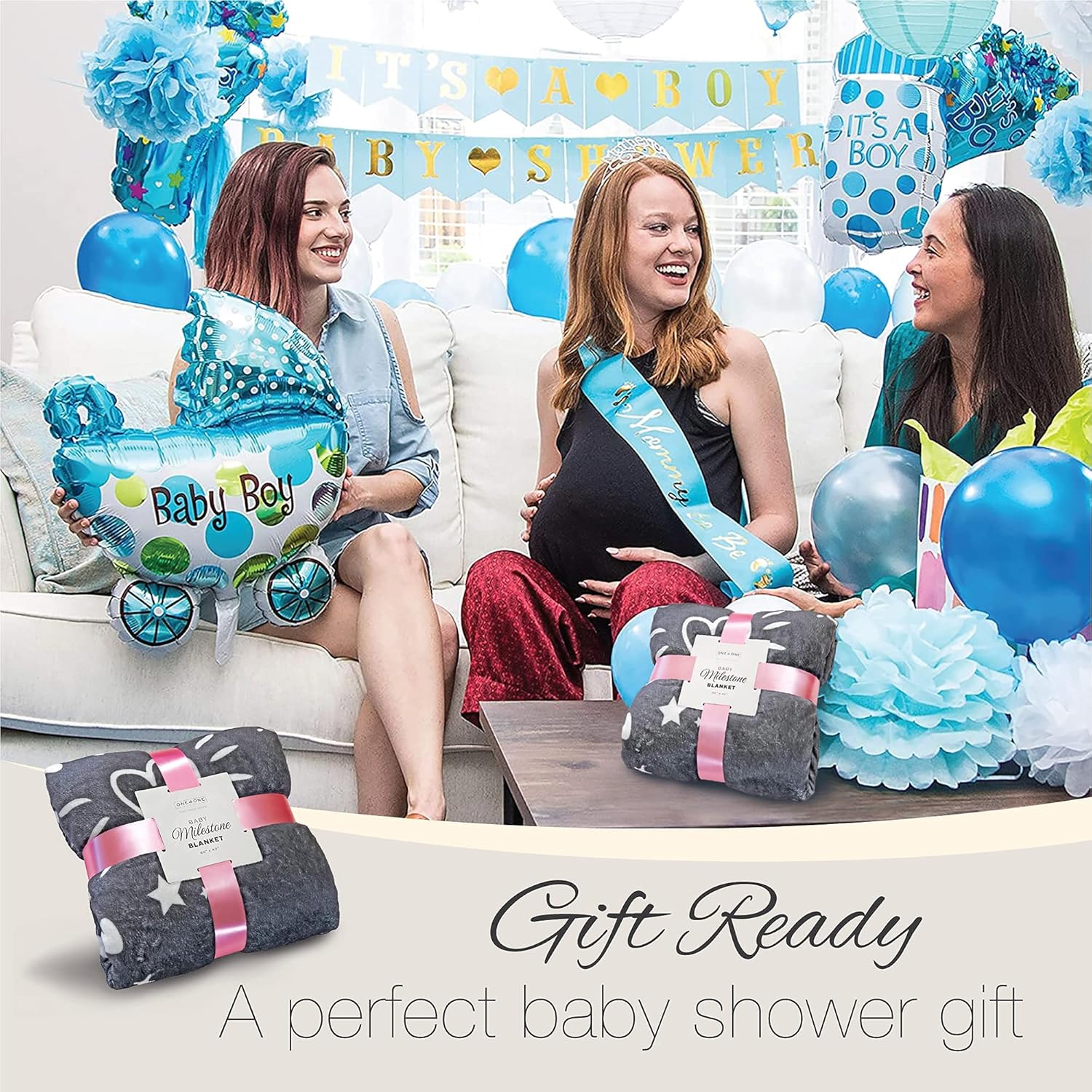 ONE4ONE SAFETY Grey Baby Monthly Milestone Blanket