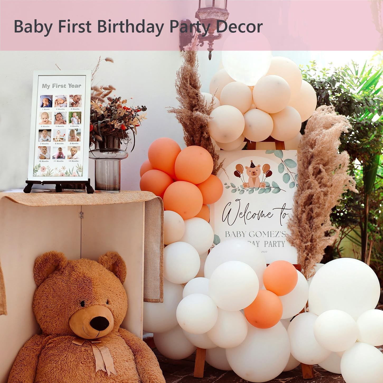 First Year Wooden Photo Frame with Flowers