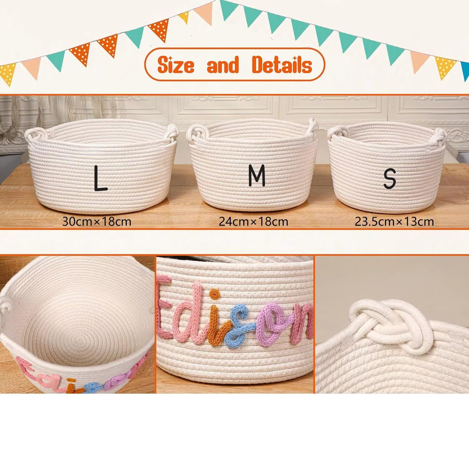 Personalized Baby Name Woven Basket - Custom Gift for Newborn