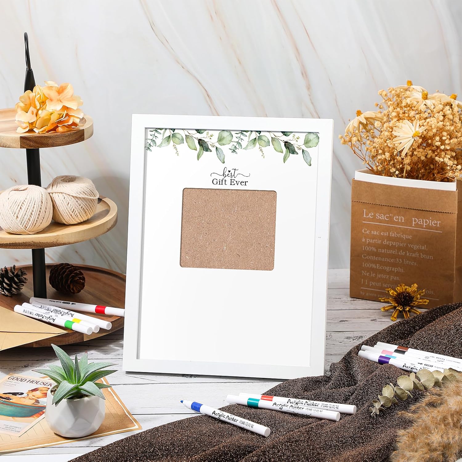 Maitys Ultrasound Frame with 12 Acrylic Markers for Baby Shower