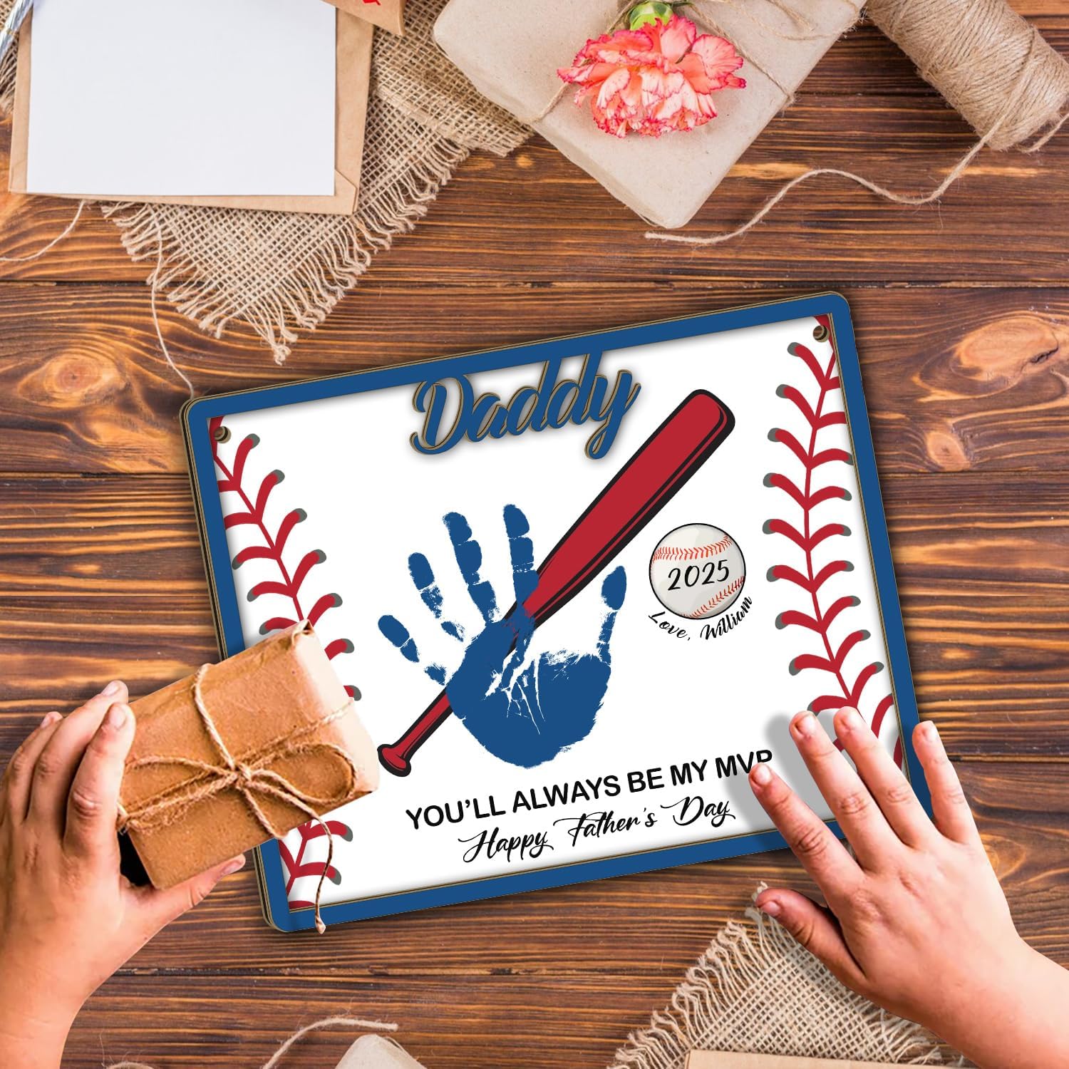 DIY Baseball Dad Handprint Sign Craft