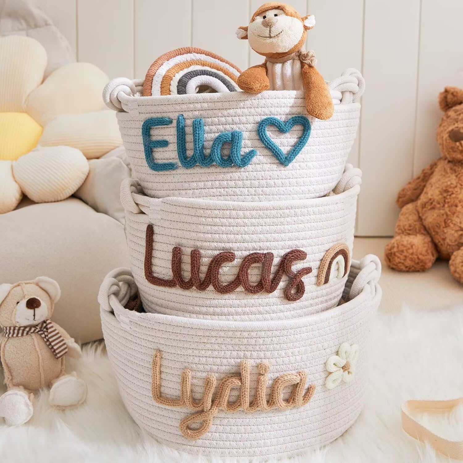 Personalized Baby Name Woven Basket - Custom Gift for Newborn