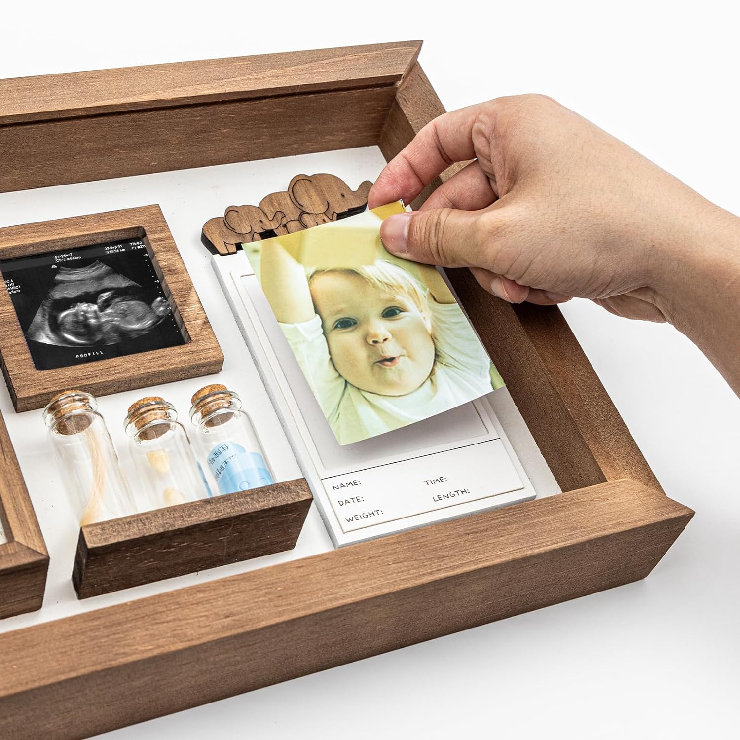 Baby Handprint Footprint Frame - Keepsake Box for Newborn