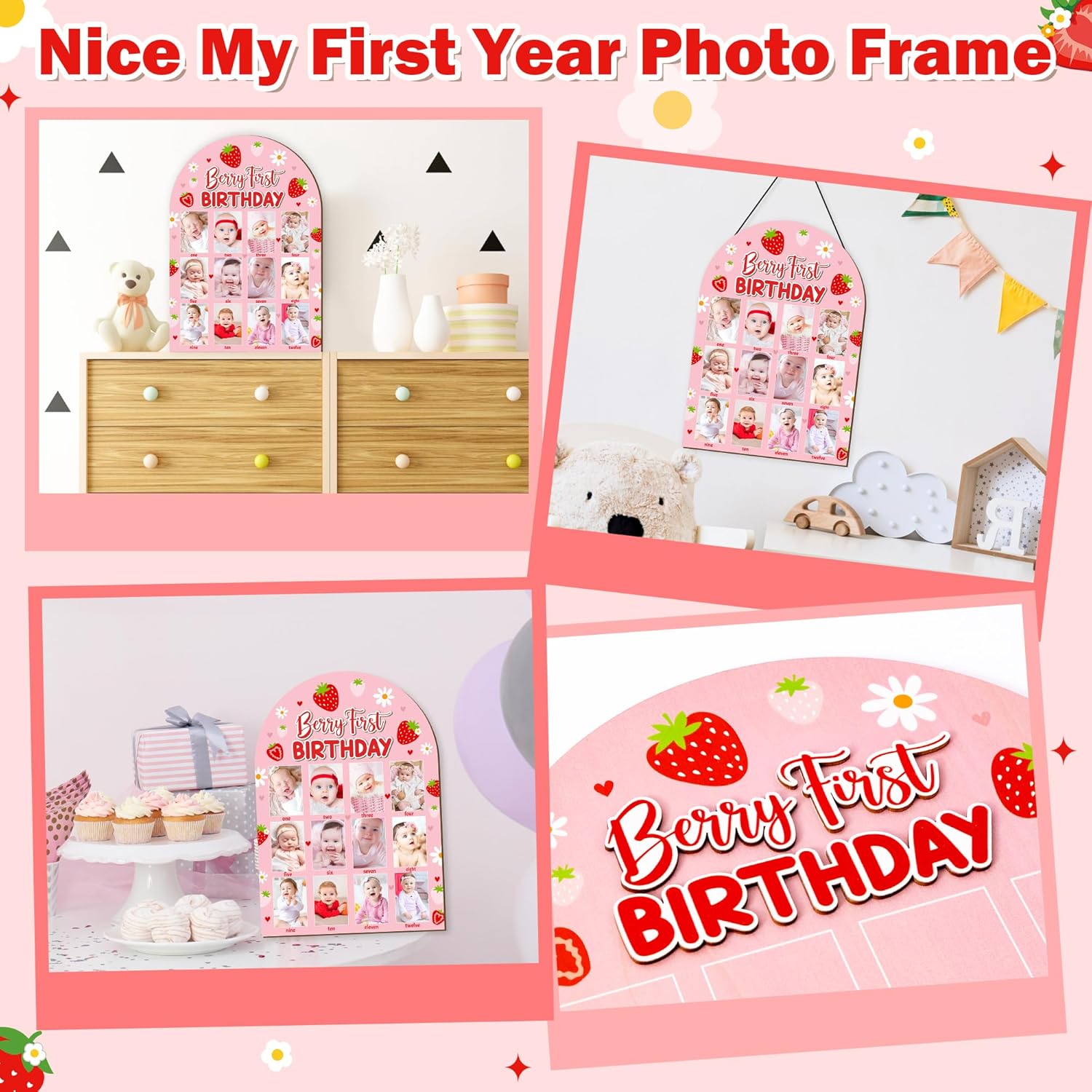 R HORSE 3D Berry 1st Birthday Wood Frame Display Board