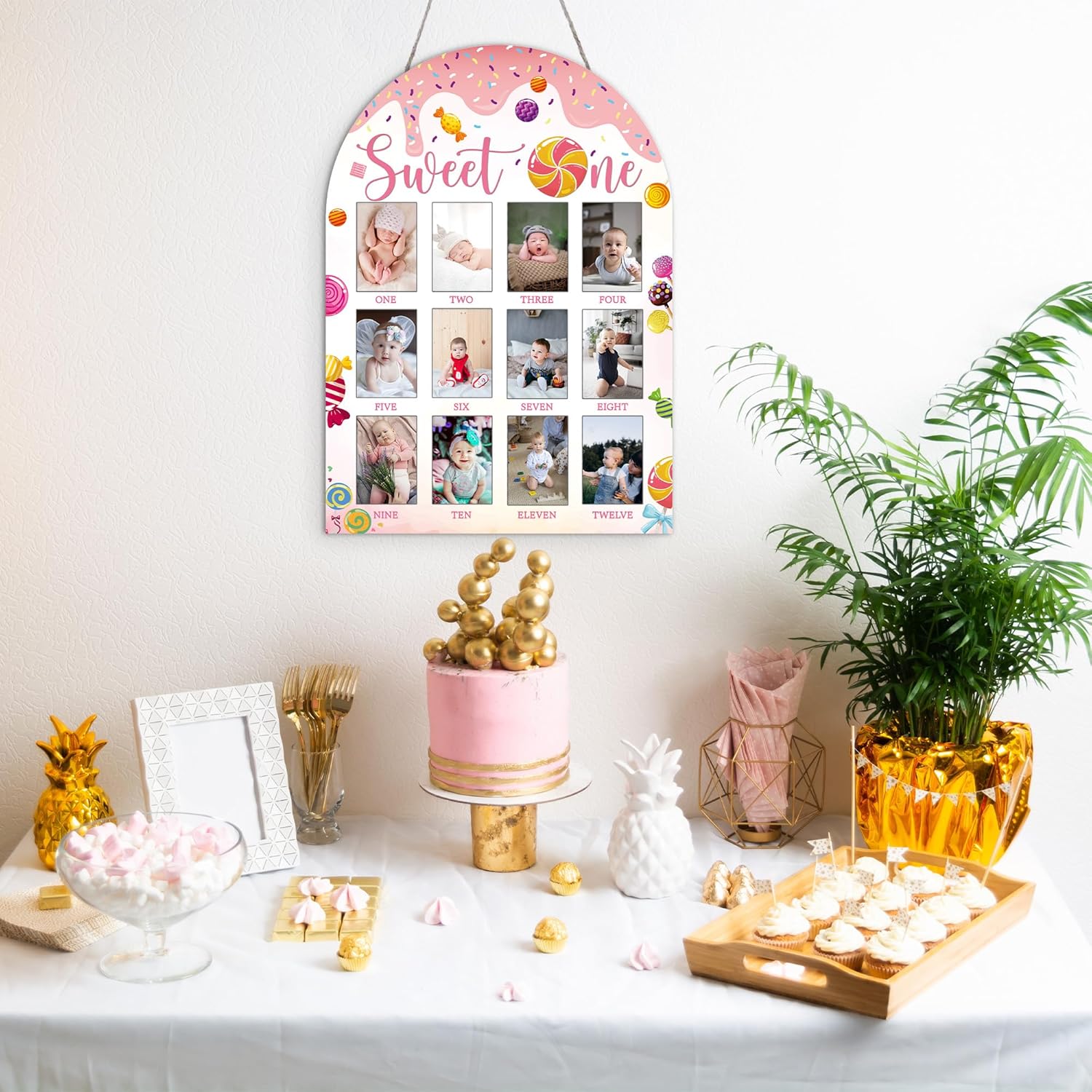 My First Year Photo Board 12 Months Wooden Frame for Baby Milestones