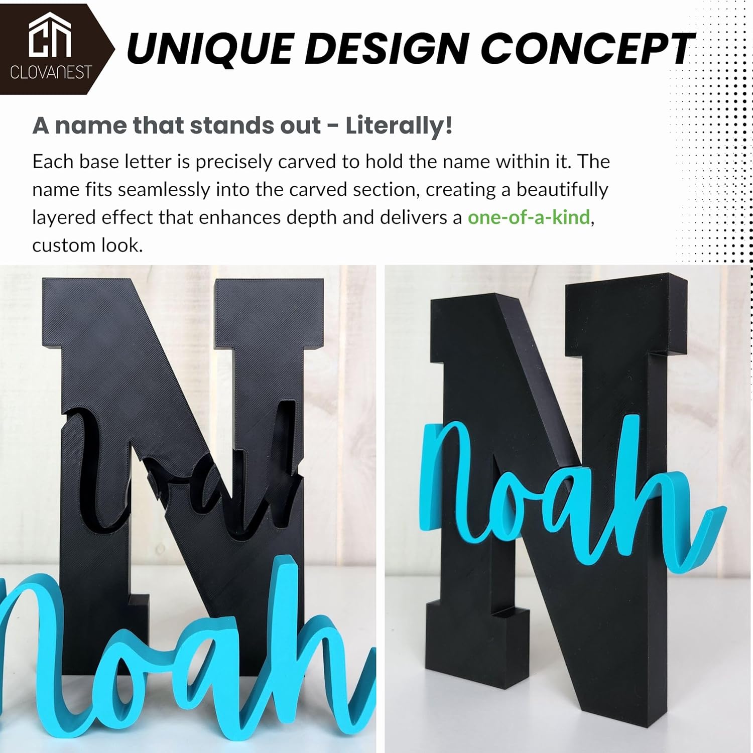 CLOVANEST Personalized Name Sign for Nursery Kids Room Decor
